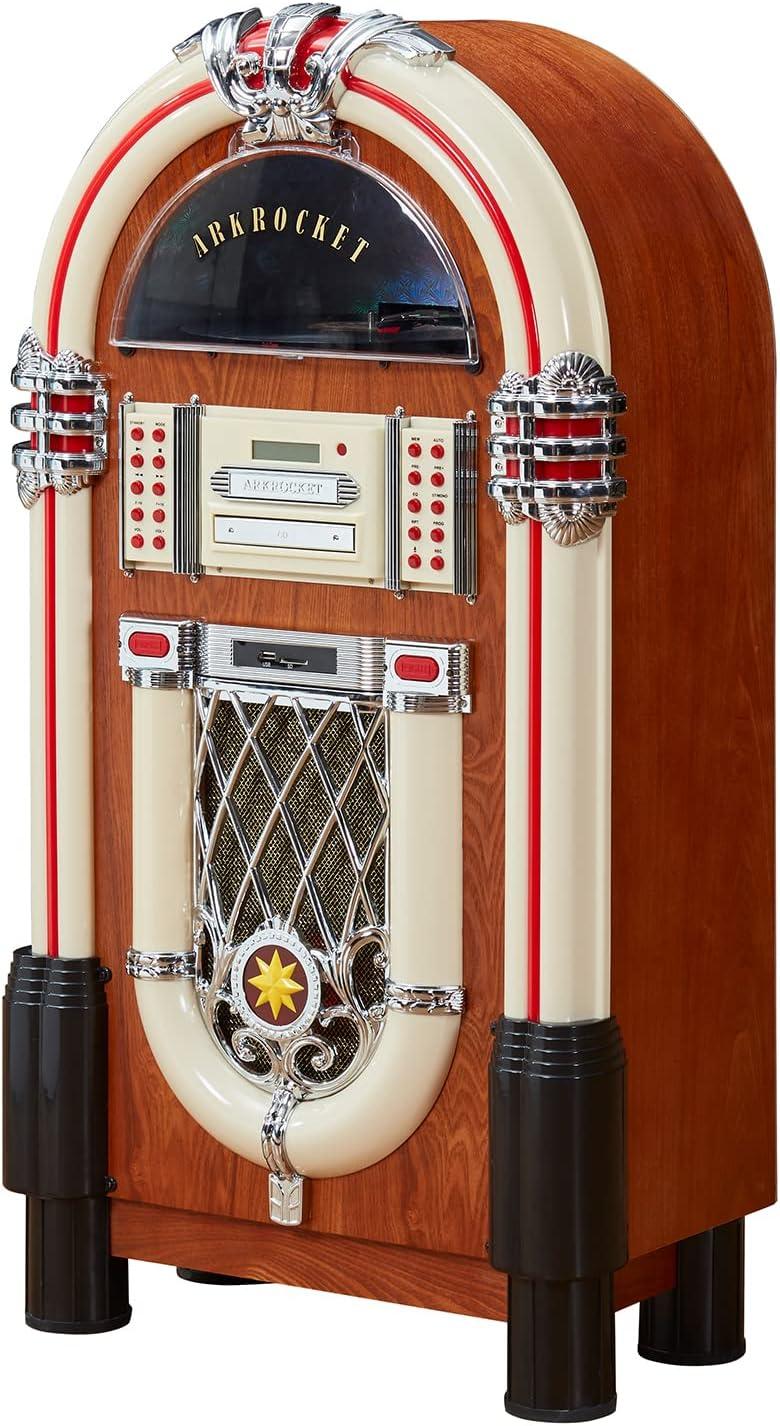Arkrocket Taurus Jukebox Vinyl Record Player Bluetooth USB SD CD Player Radio Retro Turntable Classic Jukebox (Taurus - Classic)