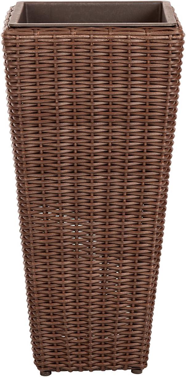 PatioSense Alto Balkene Home Alto Wicker Planter with Liners ,Tall Plant Decor Box for Outdoors - Mocha - Pack of 2