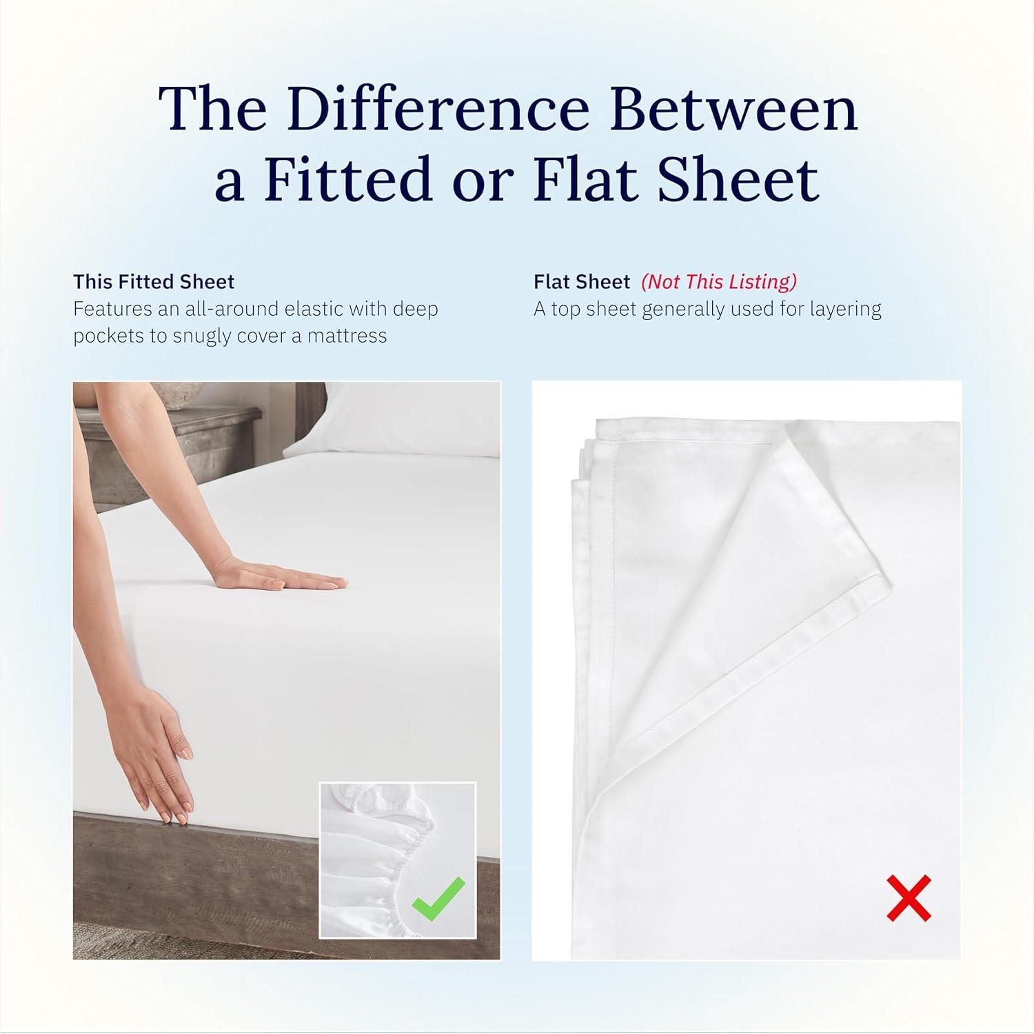 400 Thread Count 100% Cotton Fitted Sheet - California Design Den - Indigo Dusty Blue, Twin