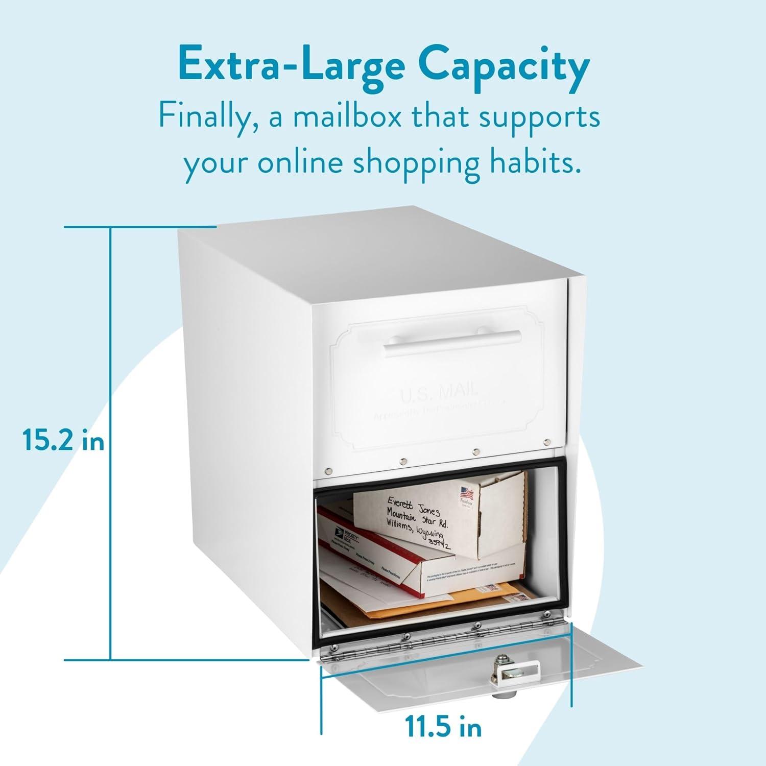 Architectural Mailboxes Oasis Classic Large High Security Parcel Mailbox, White