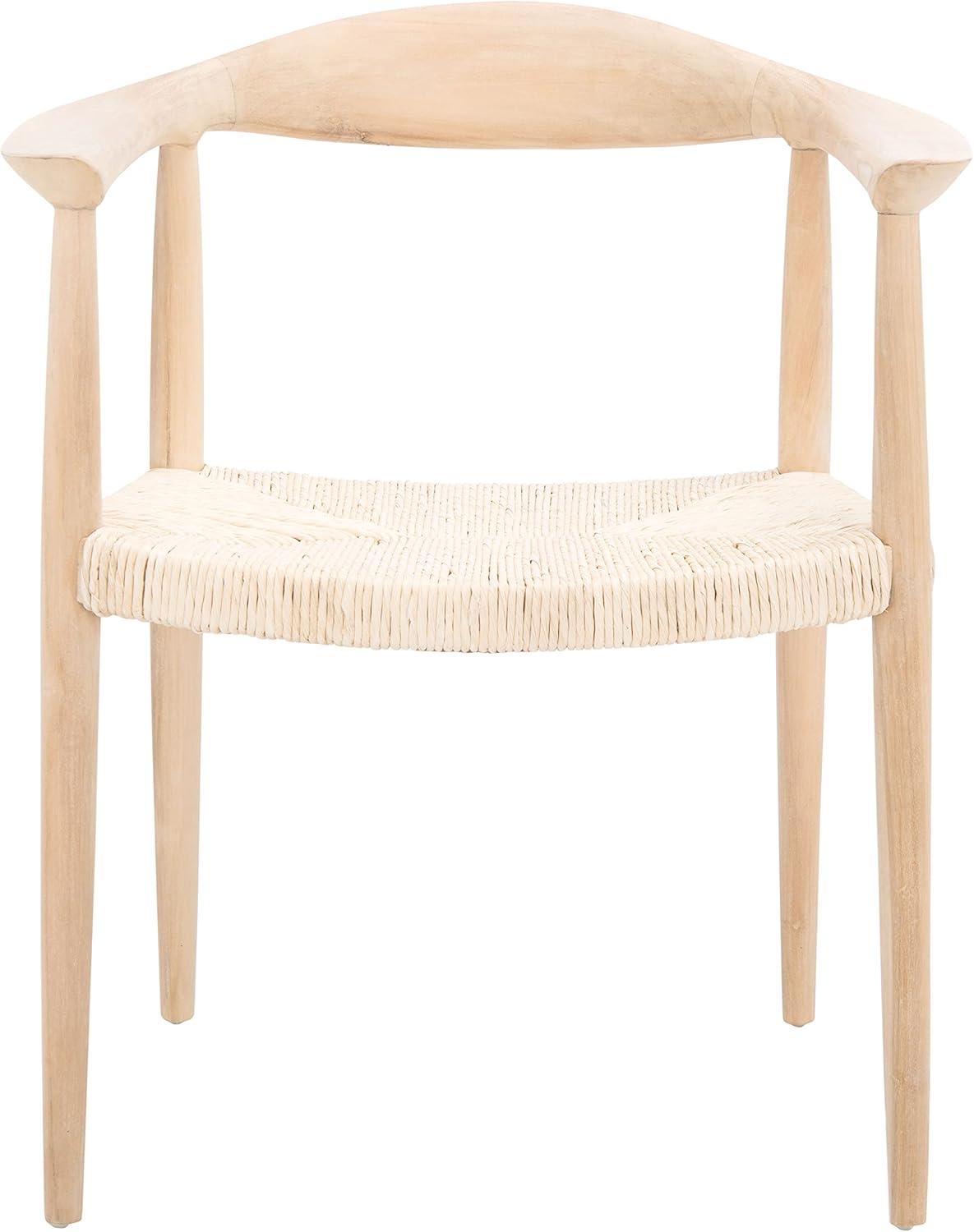 SAFAVIEH Volta Foc Twist Accent Chairs, Unfinished Natural Teak/Natural Foc Twist (24.8 in. W x 18.9 in. D x 30.7 in. H)