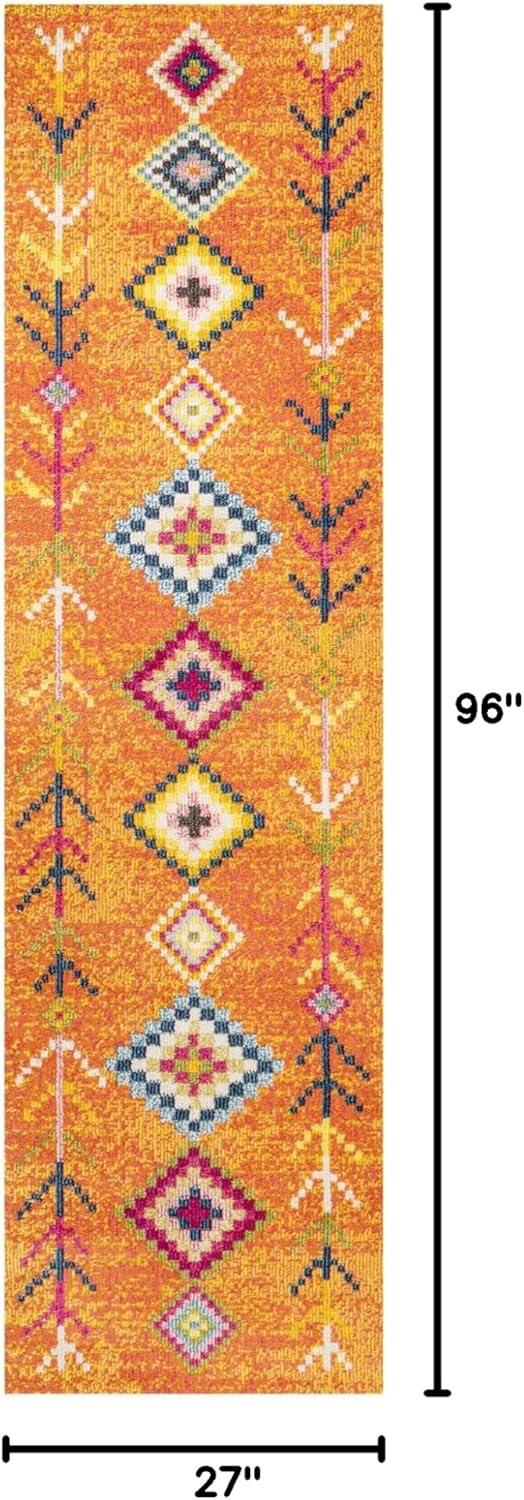 JONATHAN Y Love Geometric Orange/Multi 2 ft. x 8 ft. Runner Rug