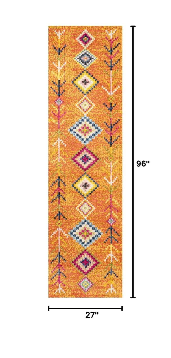 JONATHAN Y Love Geometric Orange/Multi 2 ft. x 8 ft. Runner Rug