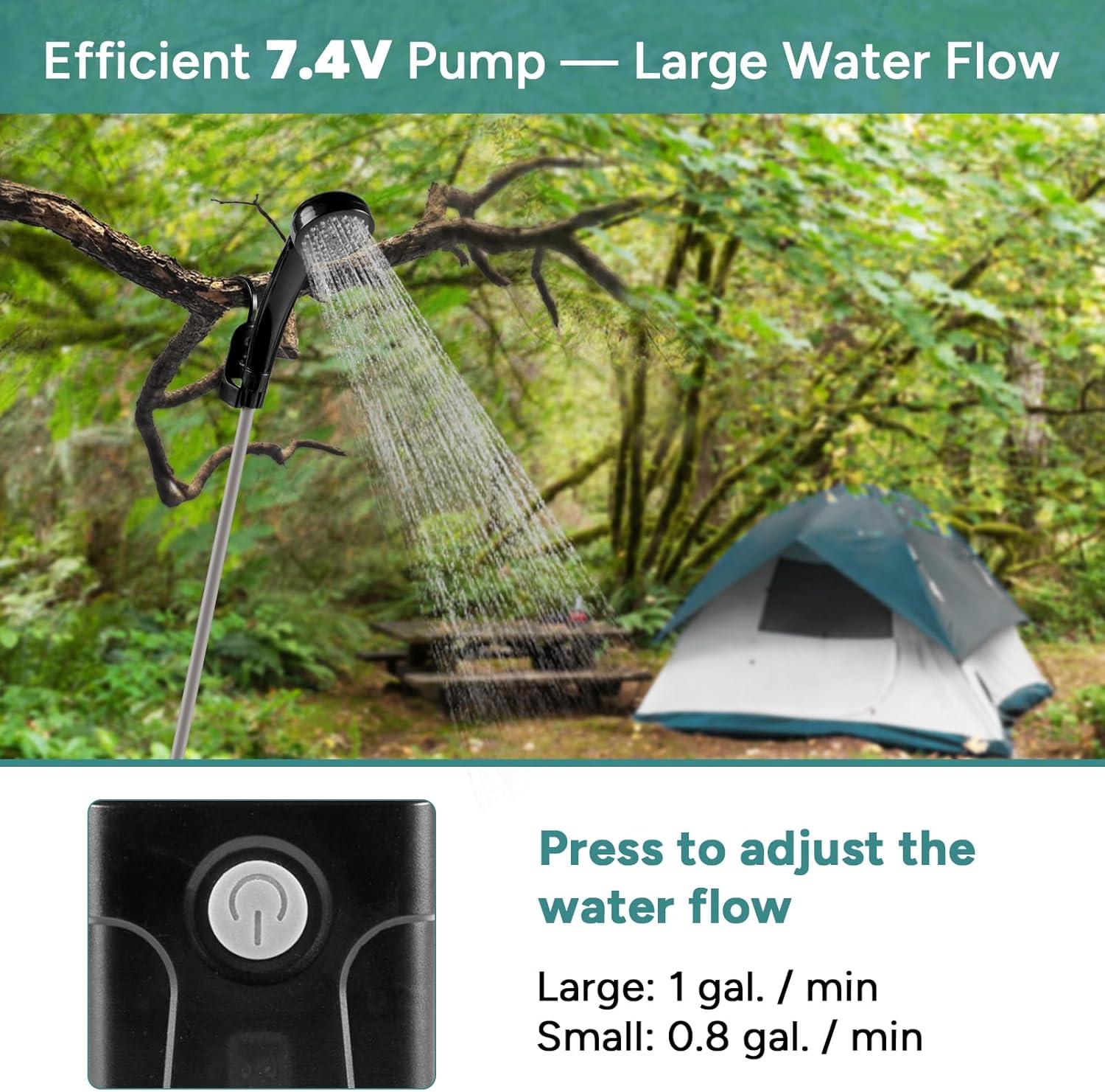 DR.PREPARE 4.5 Gallons Portable Camping Shower - 17L Shower with Pump, USB Rechargeable Battery