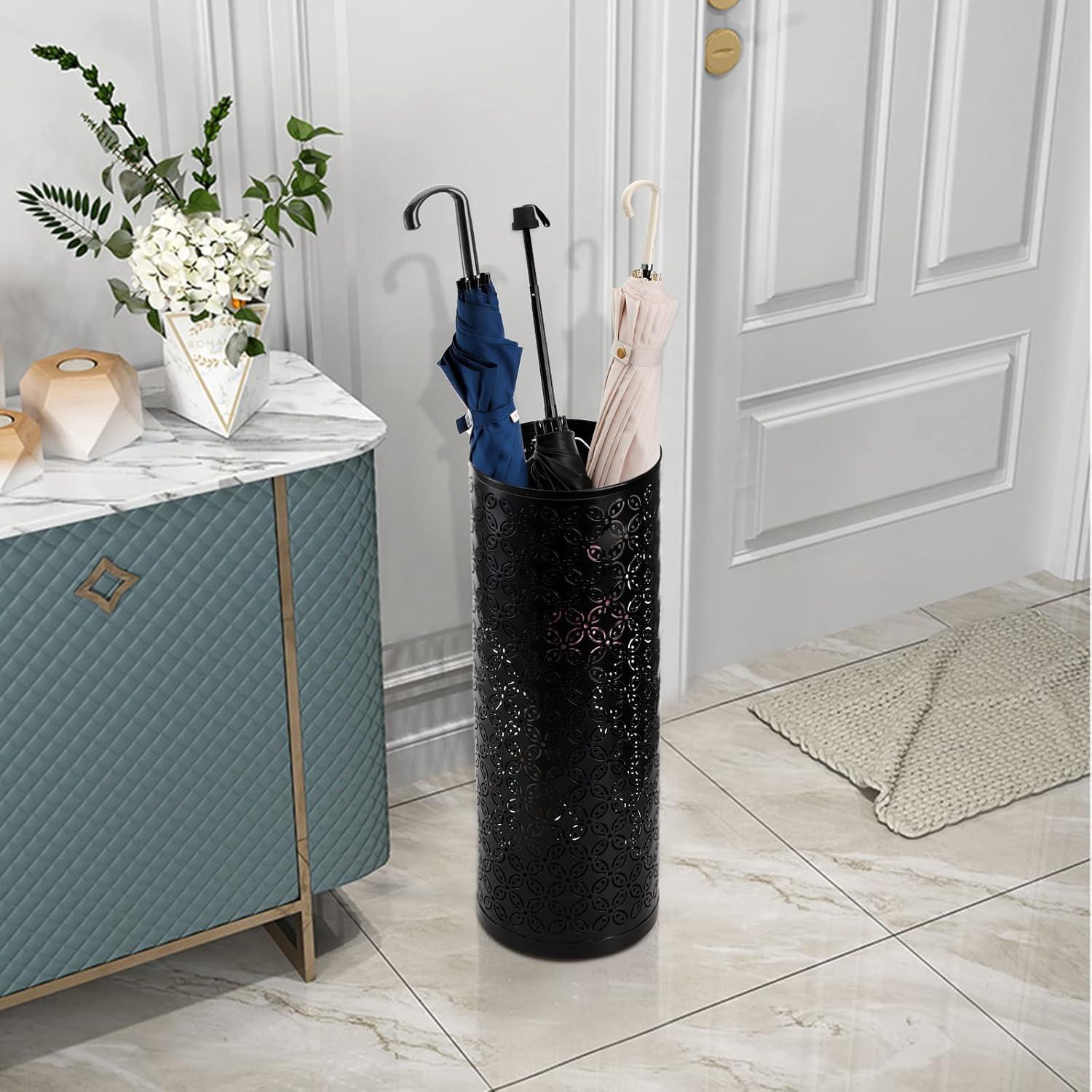 Black Metal Round Water Resistant Umbrella Stand