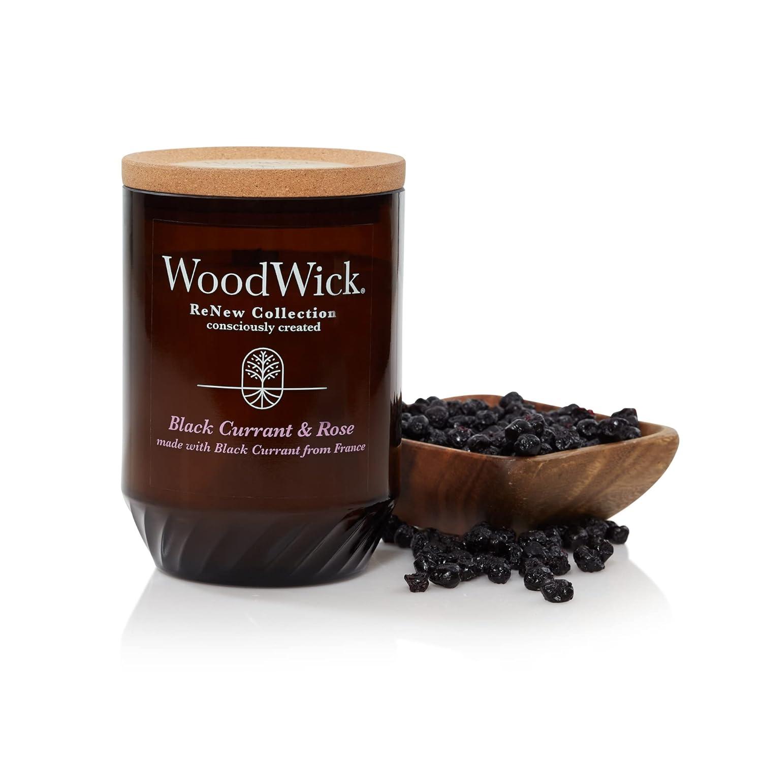 WoodWick ReNew Recycled Glass Black Currant and Rose  Candle 13oz