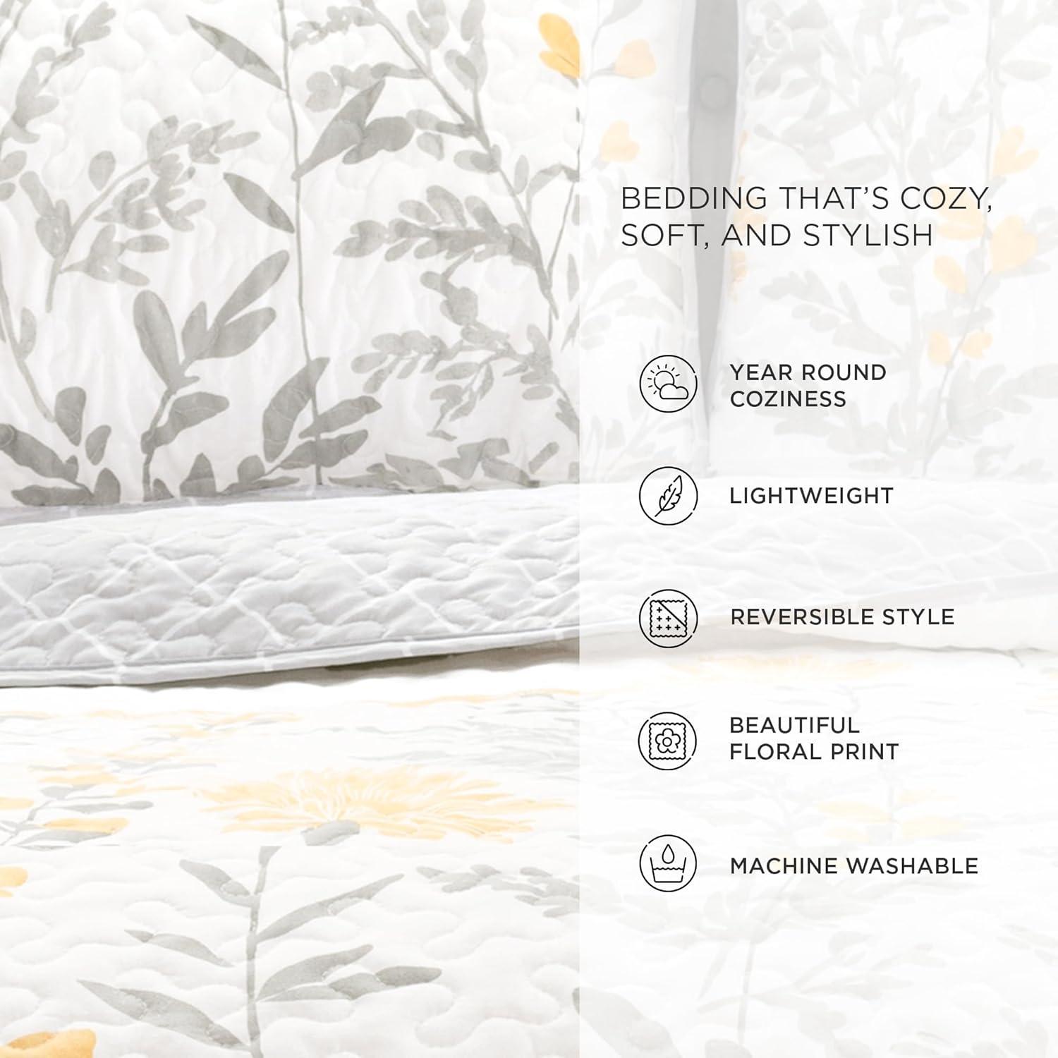 Lush Decor Aprile Microfiber Reversible Traditional 3 Piece Quilt Set