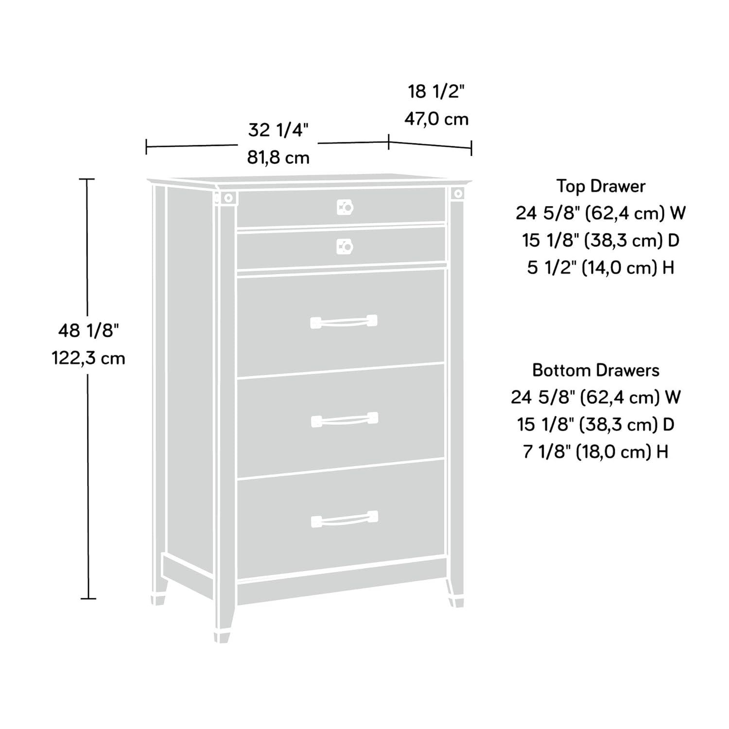 Sauder Carson Forge 4-Drawer Dresser, Coffee Oak Finish