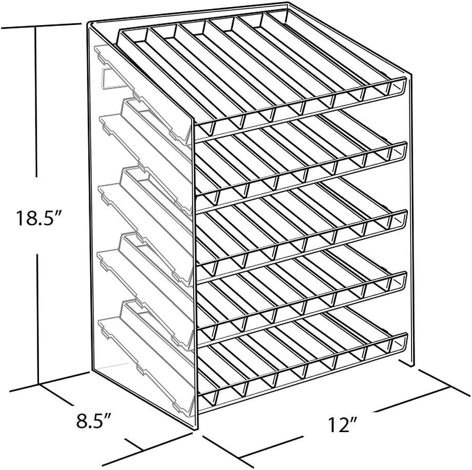 Five-Tier 40 Compartment Display, 8-Comp per Tier. Dimensions: 12"W x 8.5"D x 18.5"H