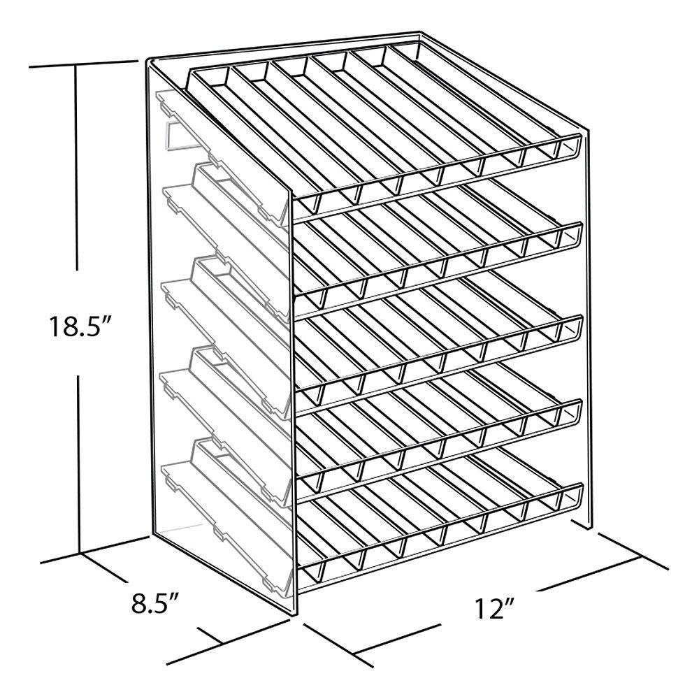 Five-Tier 40 Compartment Display, 8-Comp per Tier. Dimensions: 12"W x 8.5"D x 18.5"H