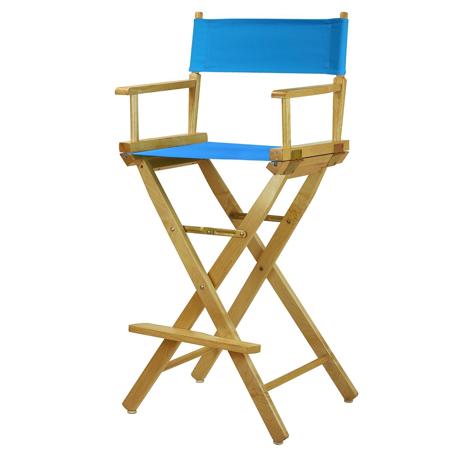 Casual Home 30" Director's Chair Natural Frame-Turquoise Canvas