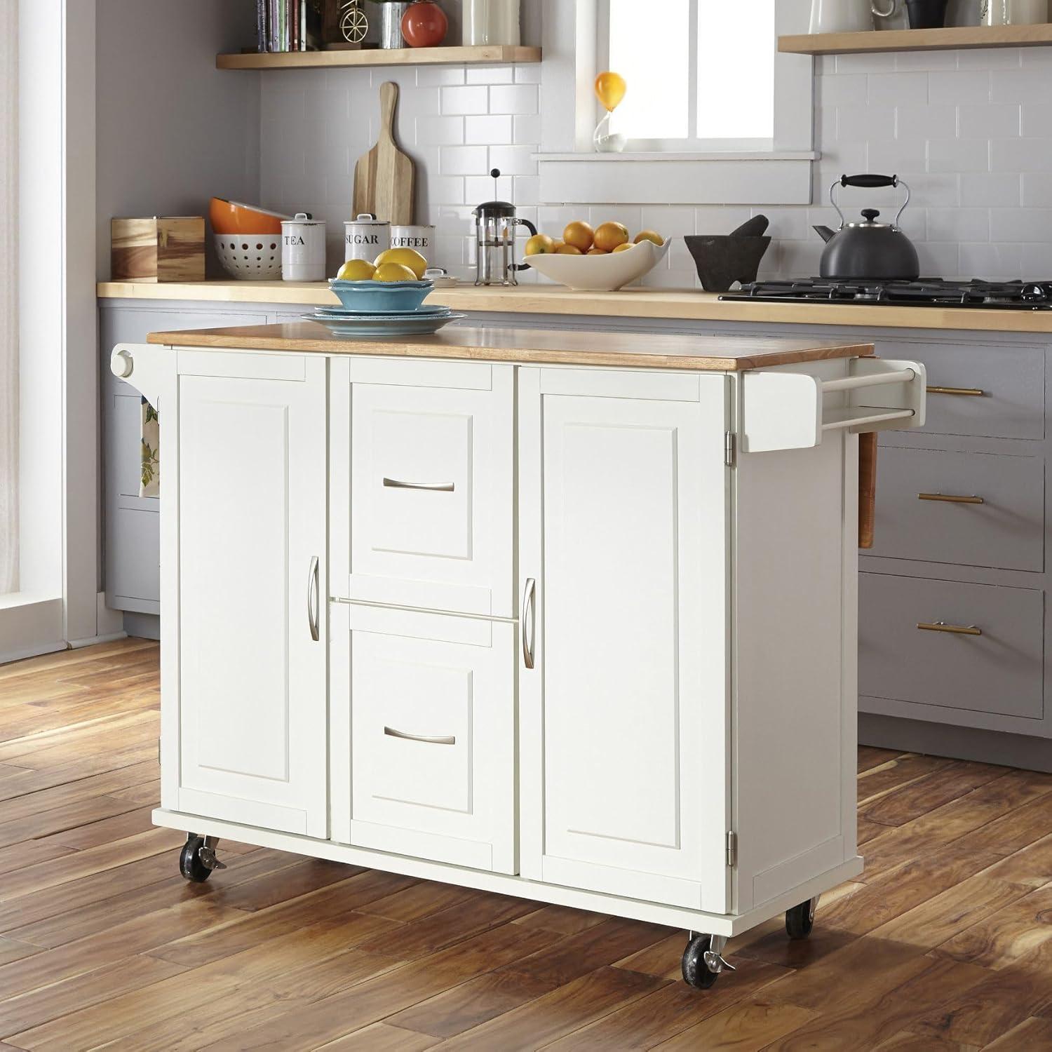 Homestyles Dolly Madison Wood Kitchen Cart in Off White