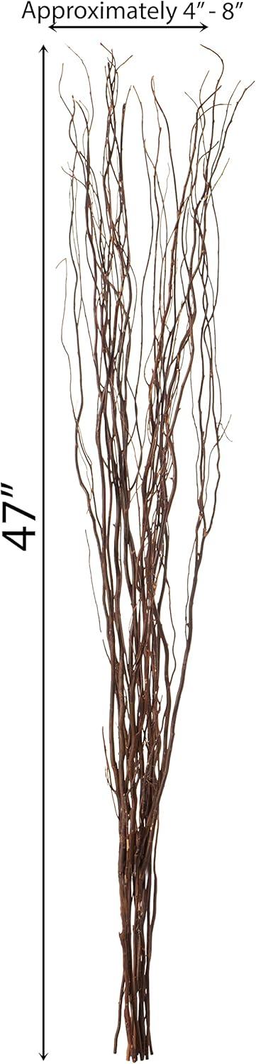 Uniquewise 12 pcs Natural Decorative Dry Branches Authentic Willow Sticks for Home Decoration and Wedding Craft, 47 in, Stems DIY Greenery Plants Craft Vases fillers Home Garden Hotel Farmhouse Decor