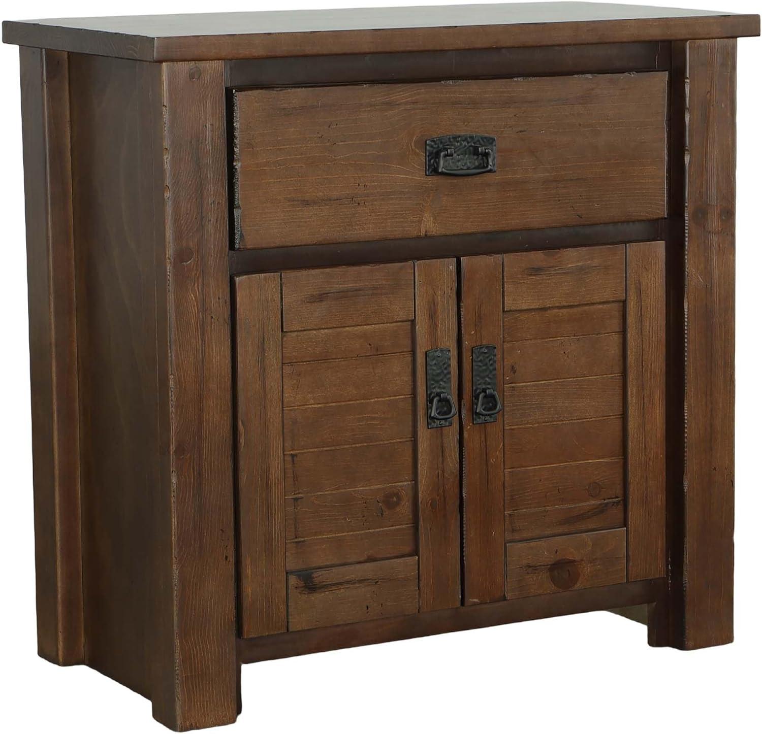 Progressive Furniture Trestlewood Wood Nightstand in Mesquite Pine Brown