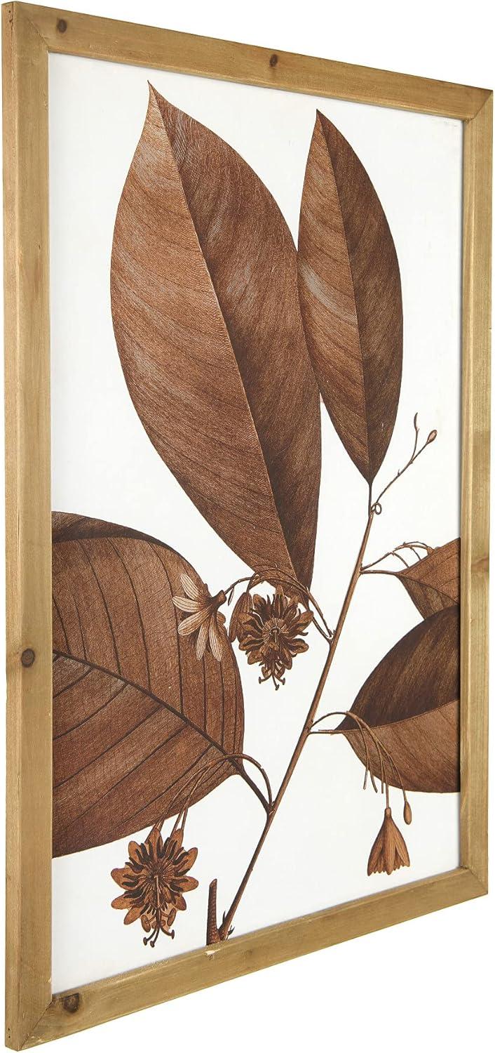 Brown Framed Botanical Graphic Art Prints Set of 4