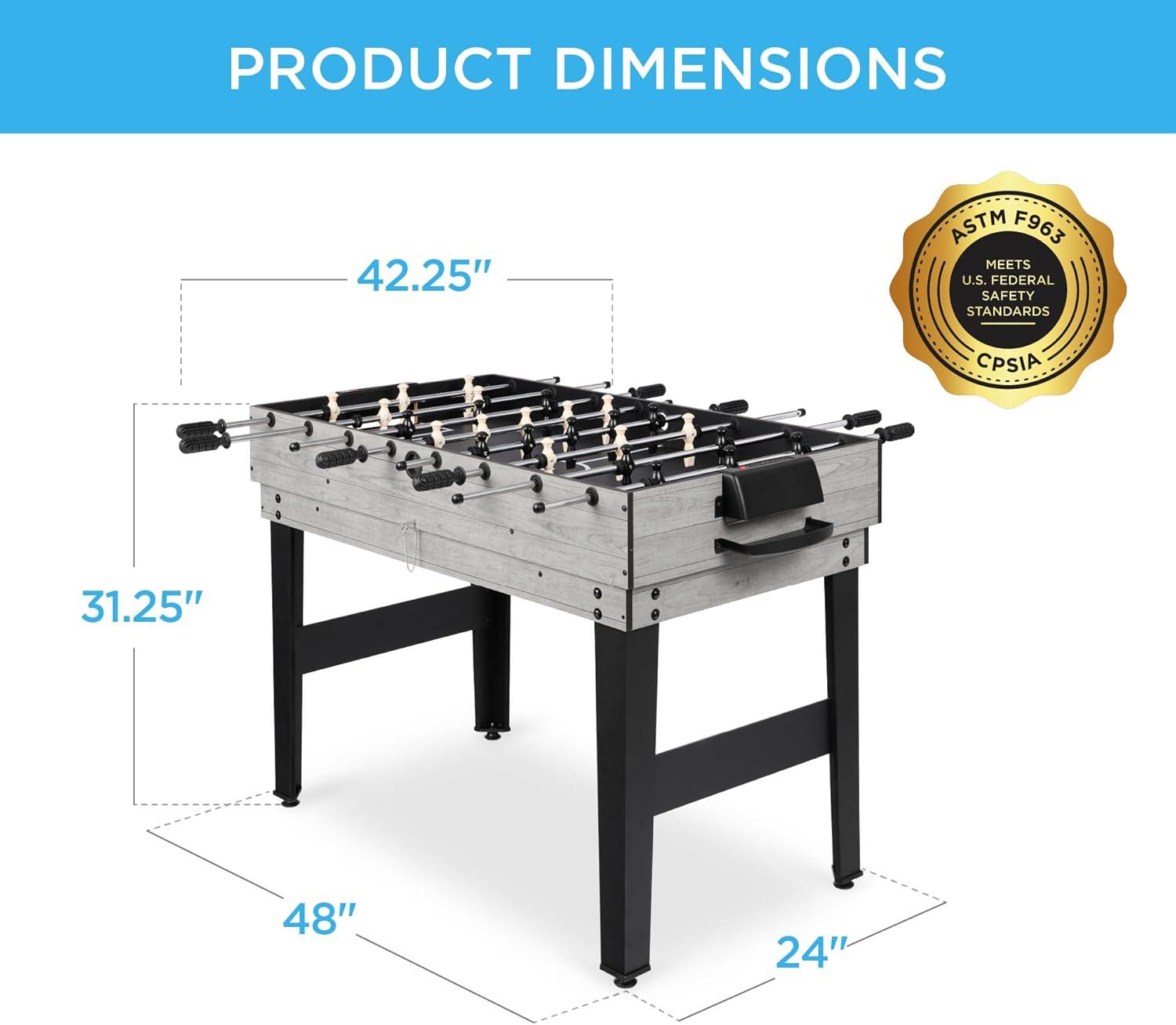 Gray 42.25" 10-in-1 Combo Game Table Set with Foosball, Hockey, and Ping Pong