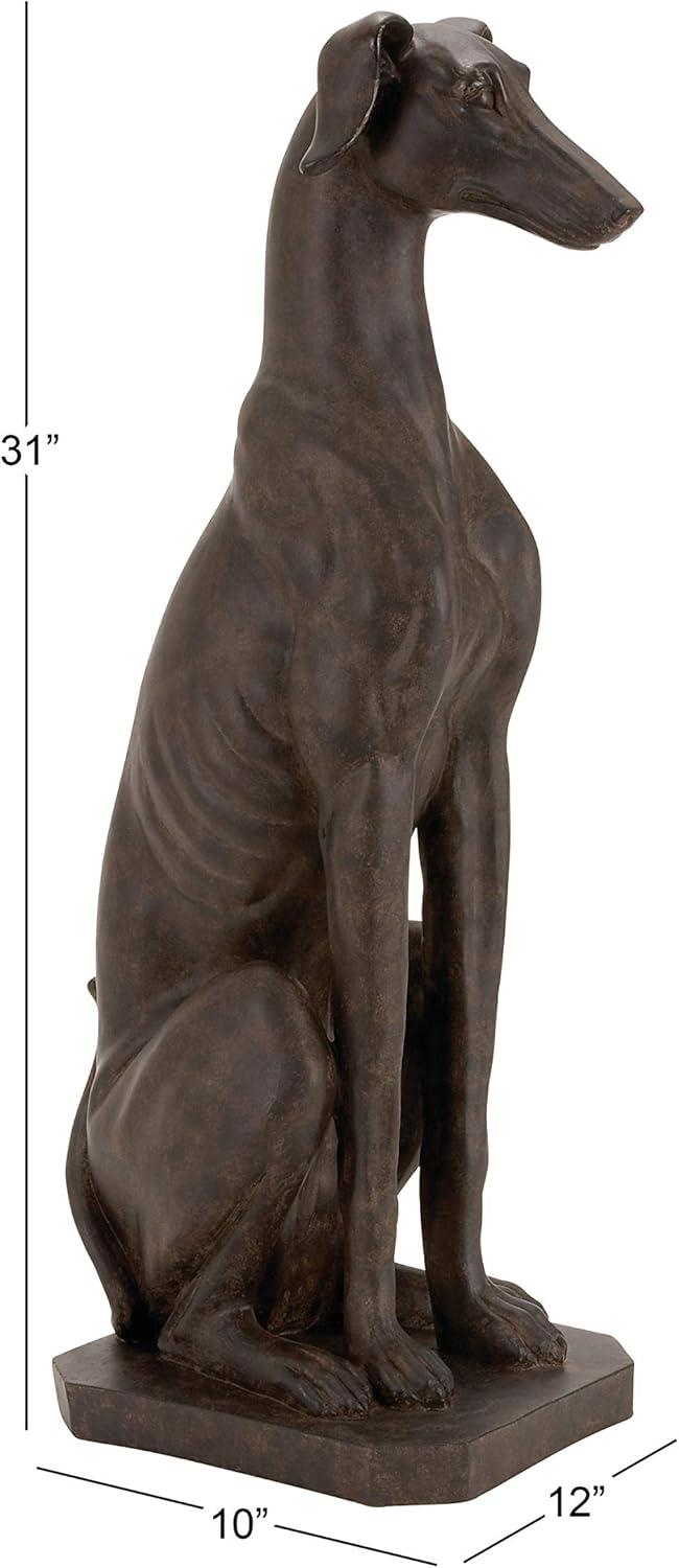 12" x 31" Brown Polystone Dog Sculpture, by DecMode