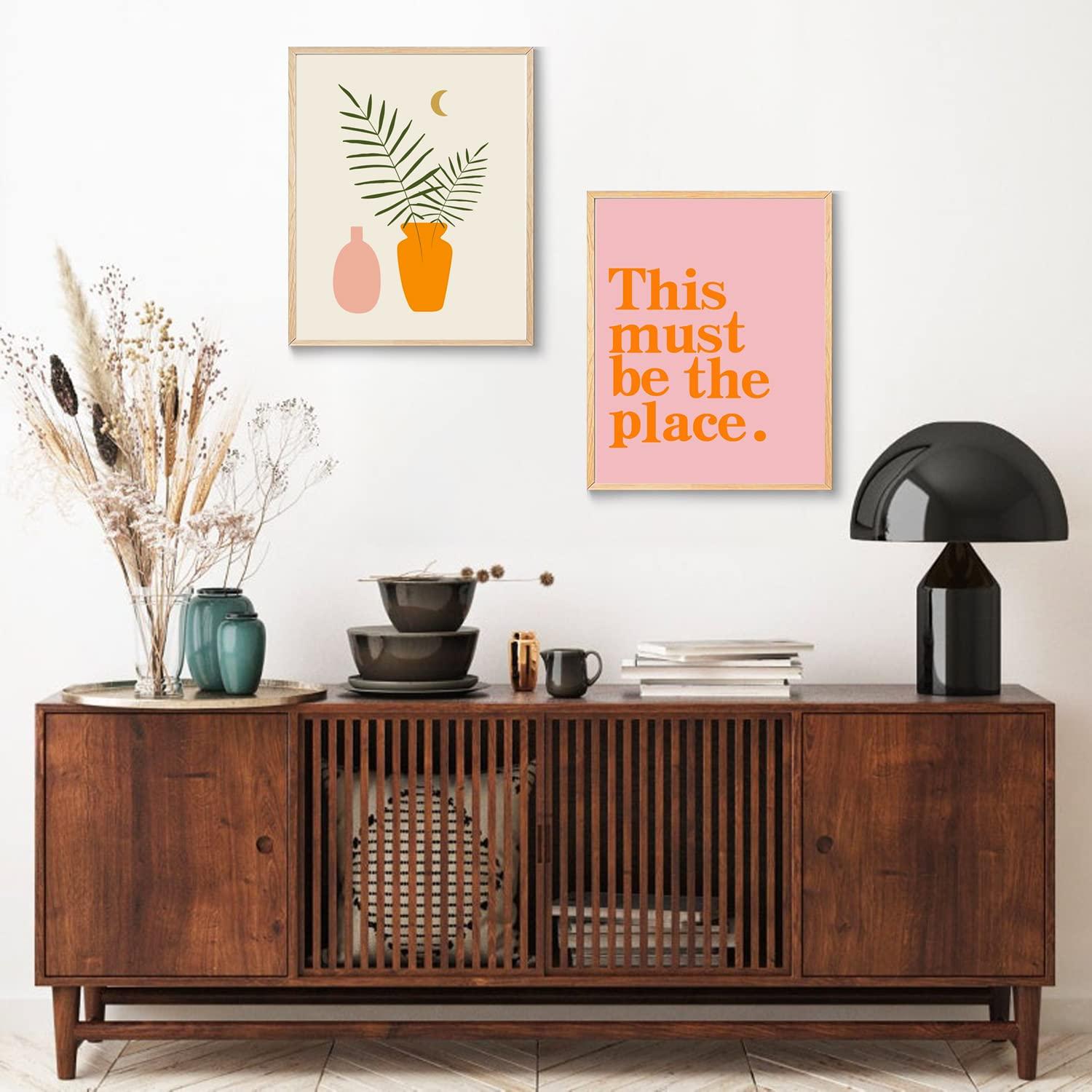 Matisse Wall Art and Boho Wall Prints UNFRAMED, Minimalist Aesthetic Images Decor, Pink Print Set, Orange Posters for Room, 8x10in, Set of 6