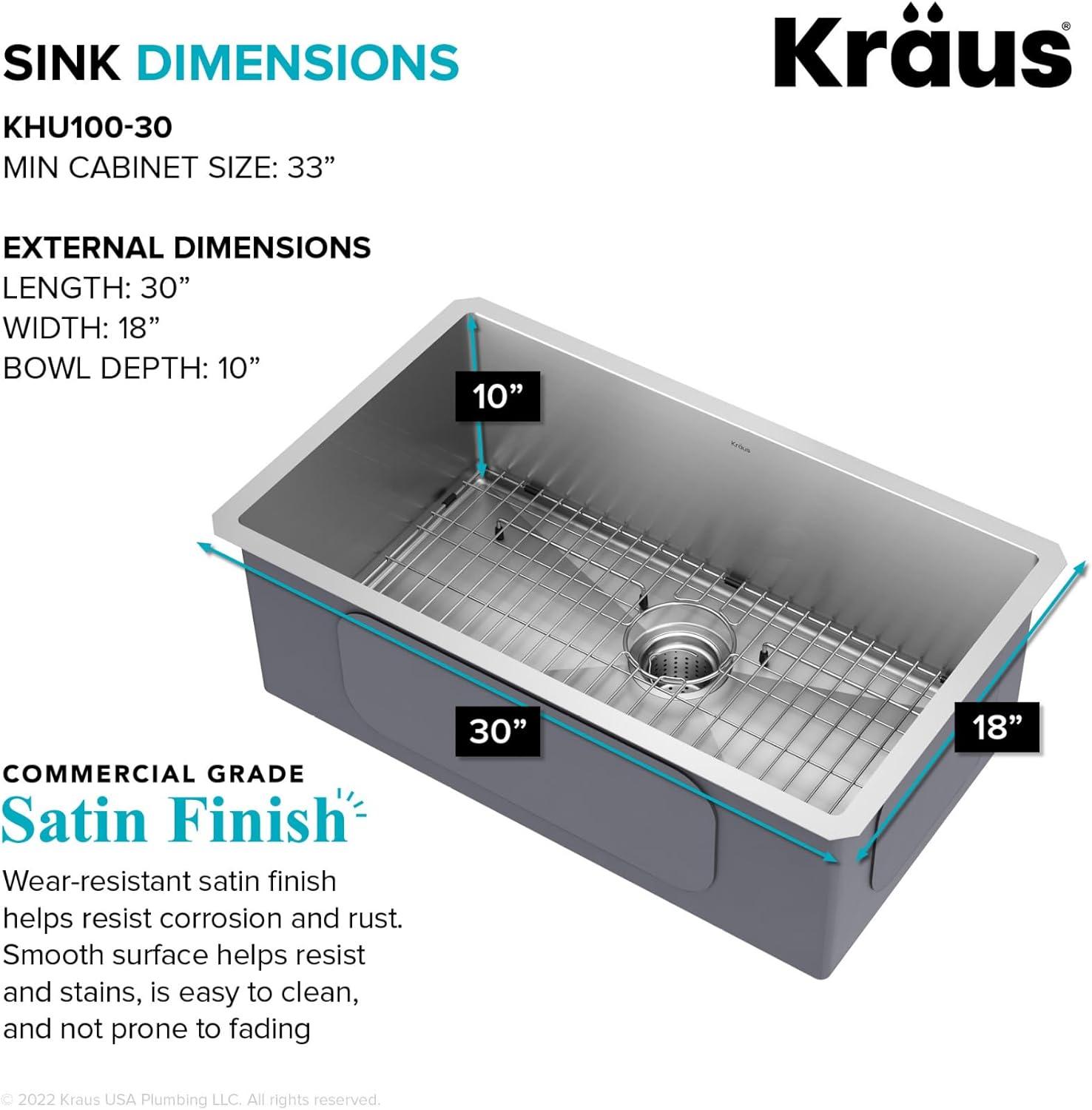 KRAUS Standart PRO™ Undermount 16 Gauge Stainless Steel Kitchen Sink