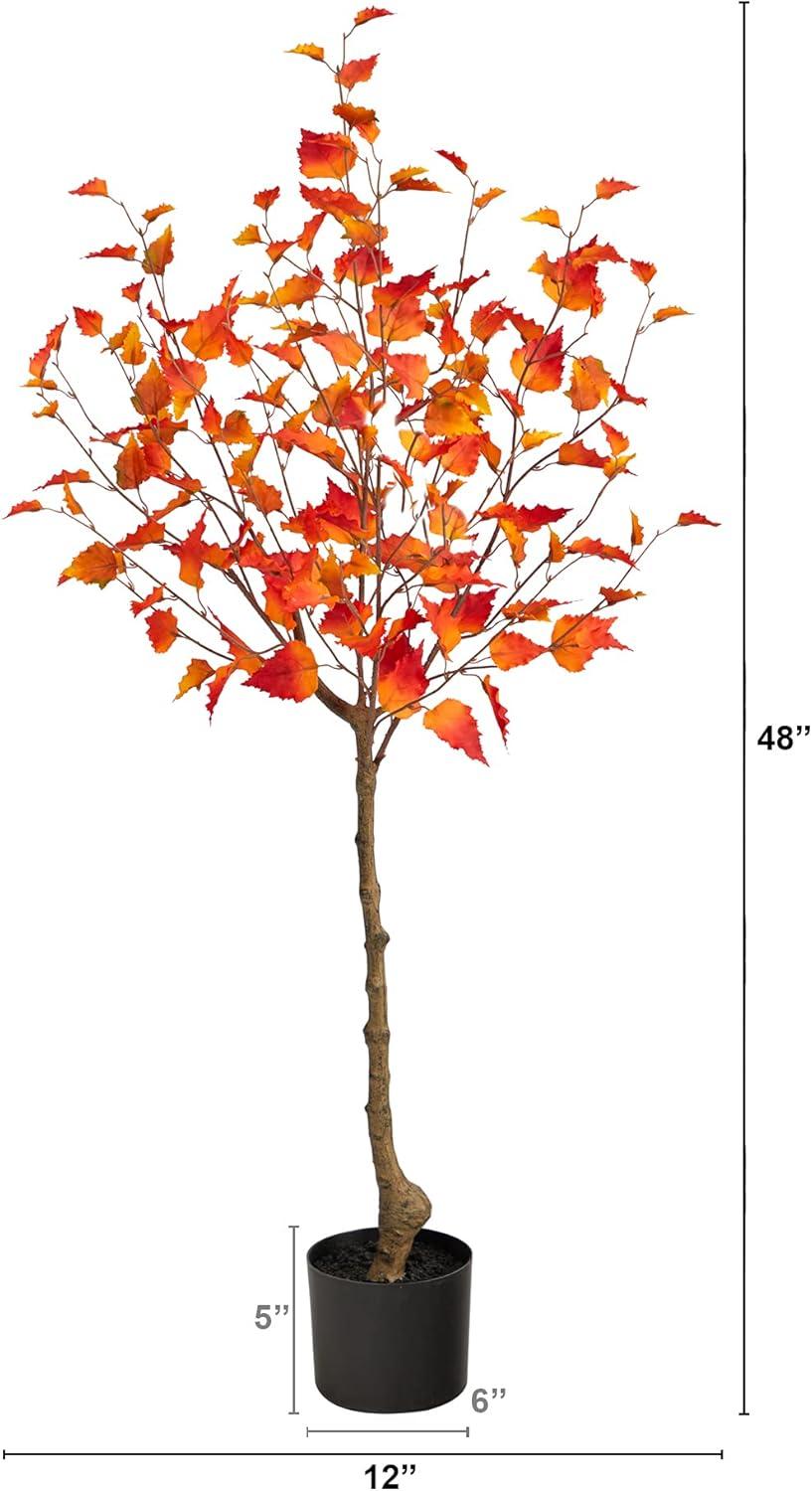 Nearly Natural 4-ft Fall Birch Artificial Autumn Tree