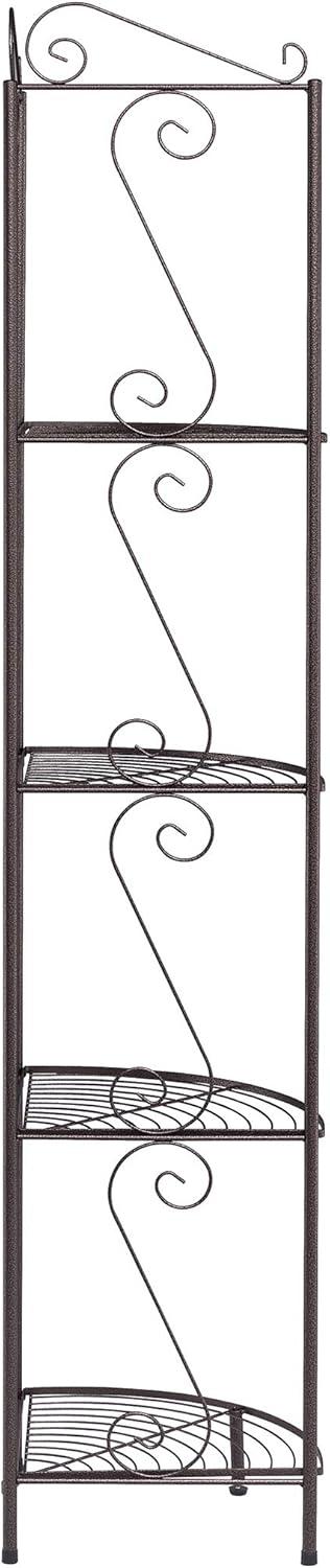 Industrial Brown Steel Corner Bookcase with Scroll Design