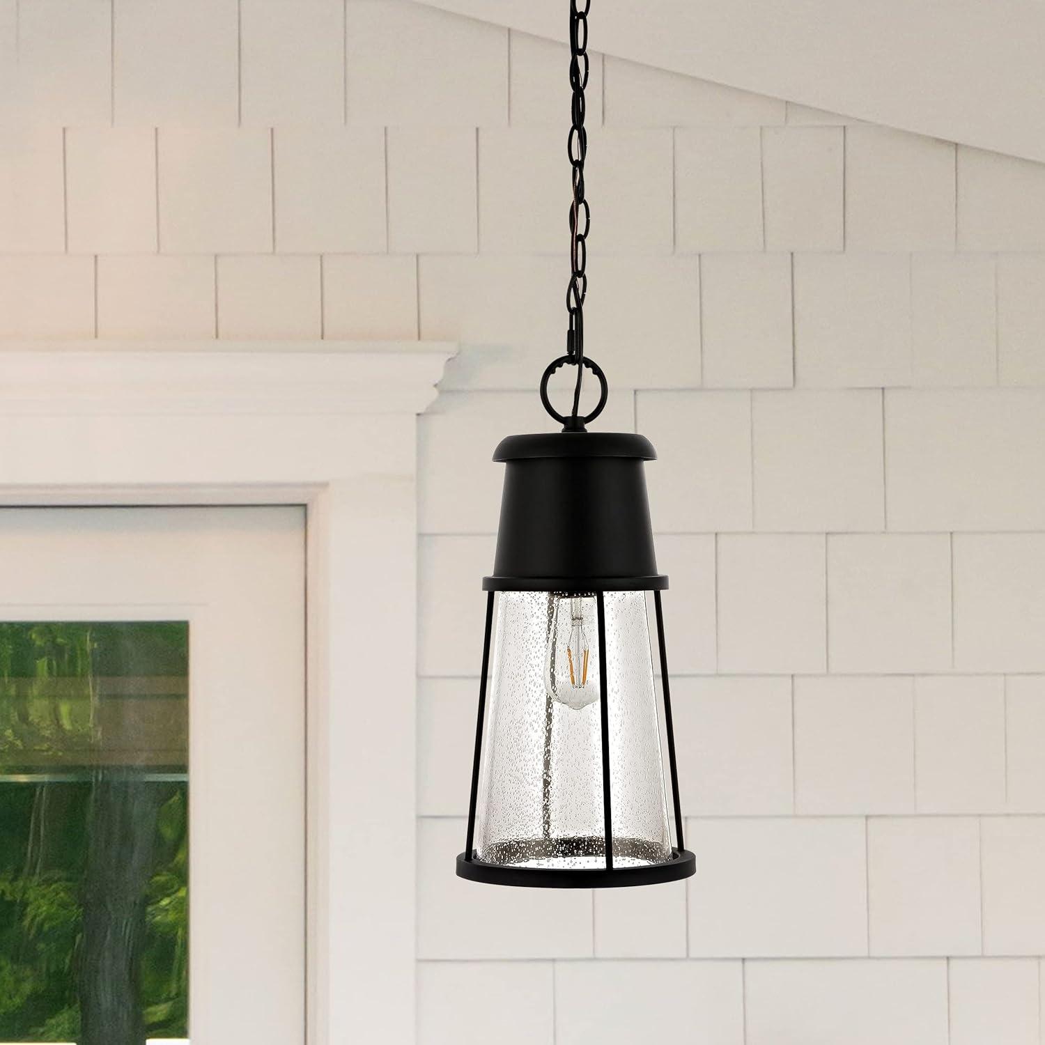 Laela 94" Black Glass LED Indoor/Outdoor Pendant Light