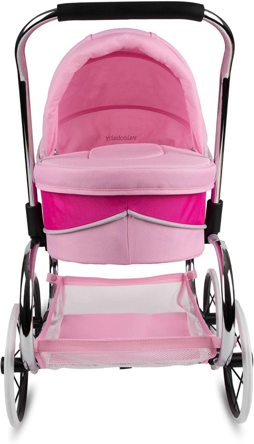 Valco Baby Princess Doll Stroller, High Quality Toy Stroller for Toddlers & Children, Excellent Holiday Gift for Realistic Pretend Play - Hot Pink