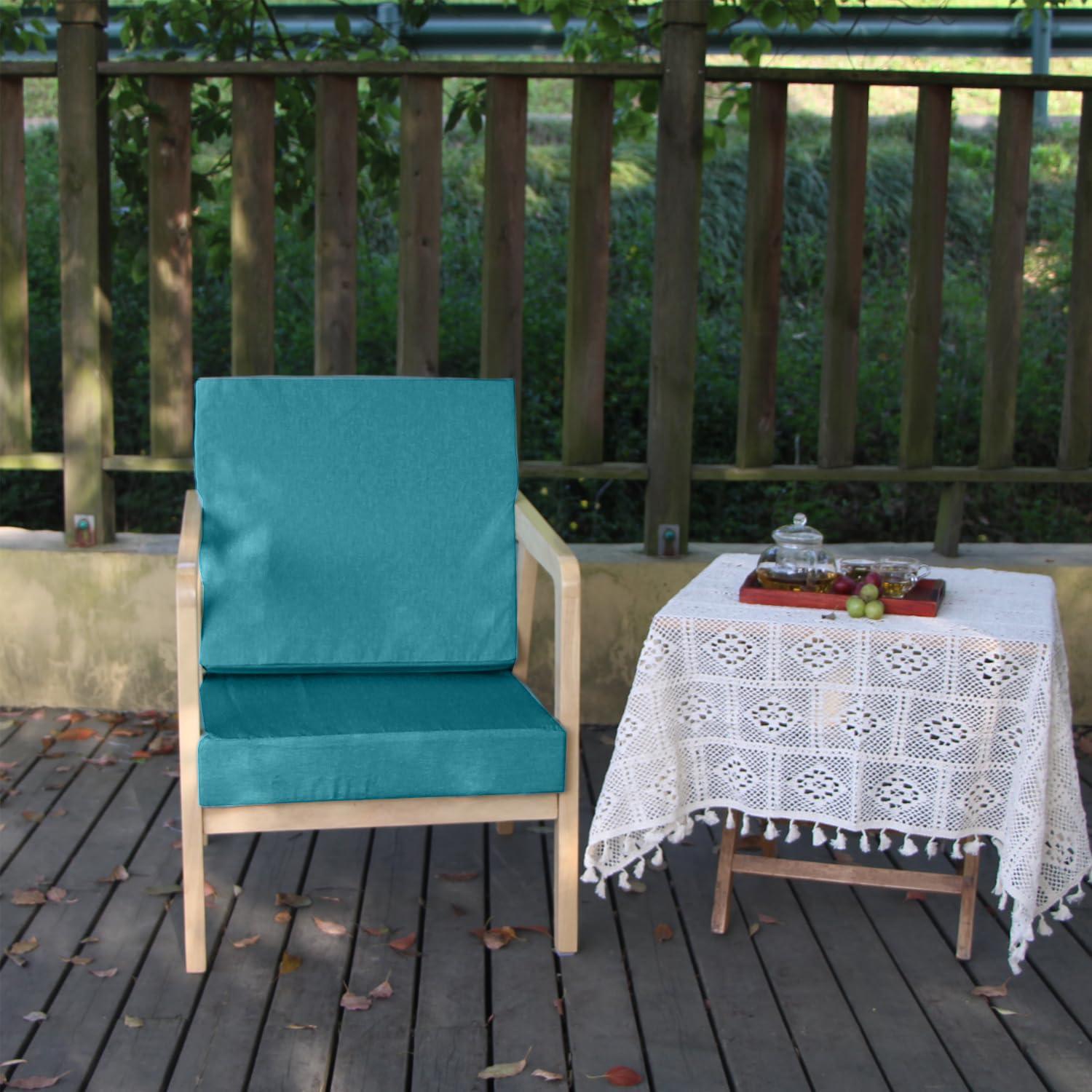 Patio Seat Cushion Covers,Washable Slip Covers Replacement,Waterproof Outdoor Furniture Chair Cushion Pillow Seat Cover for Couch,Garden,Sofa,Teal,24"×22"×4"(4 Covers Only)