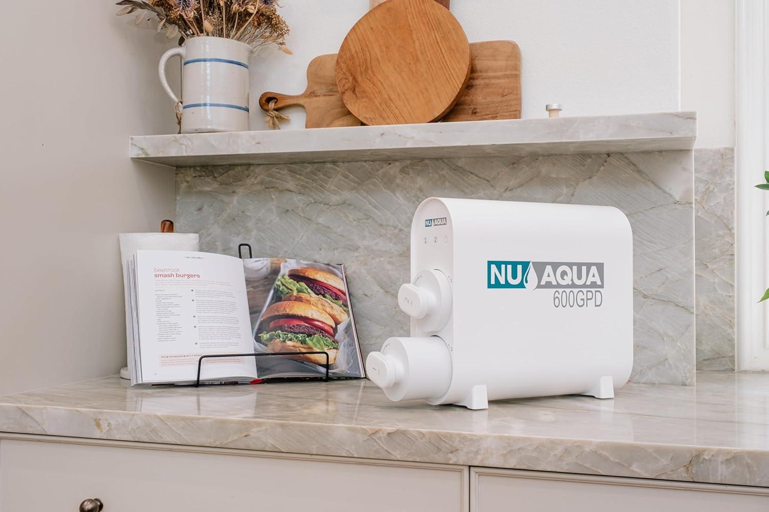 NU Aqua Tankless Reverse Osmosis System - 7 Stage Under Sink Reverse Osmosis Water Filter System - 2:1 - LED Kitchen Countertop Smart Faucet - 600 GPD Tankless RO Water Filtration System Under Sink