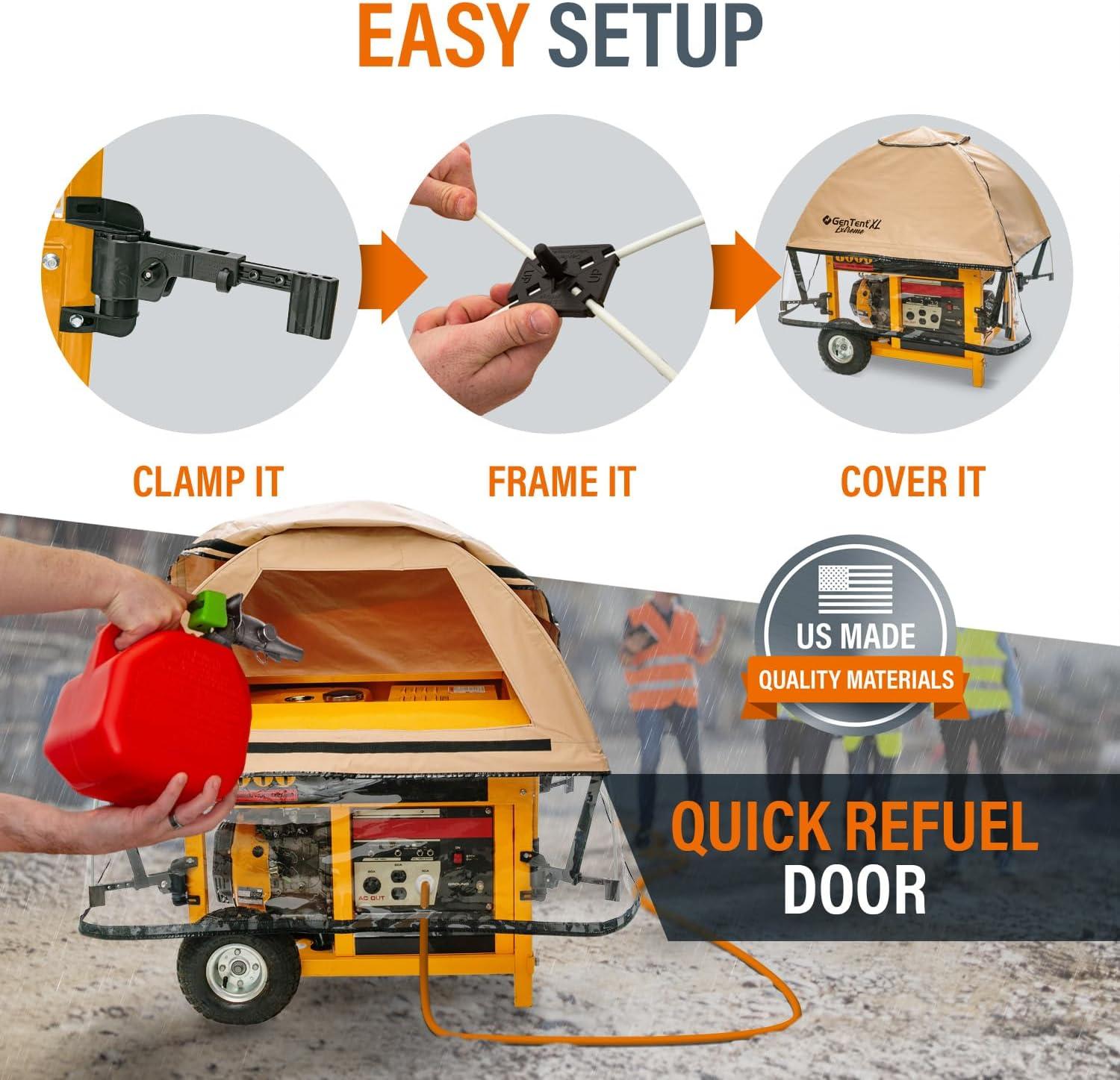 XL Generator Running Cover - Universal Kit (Extreme, Tan) - for Larger Open Frame Portable Generators