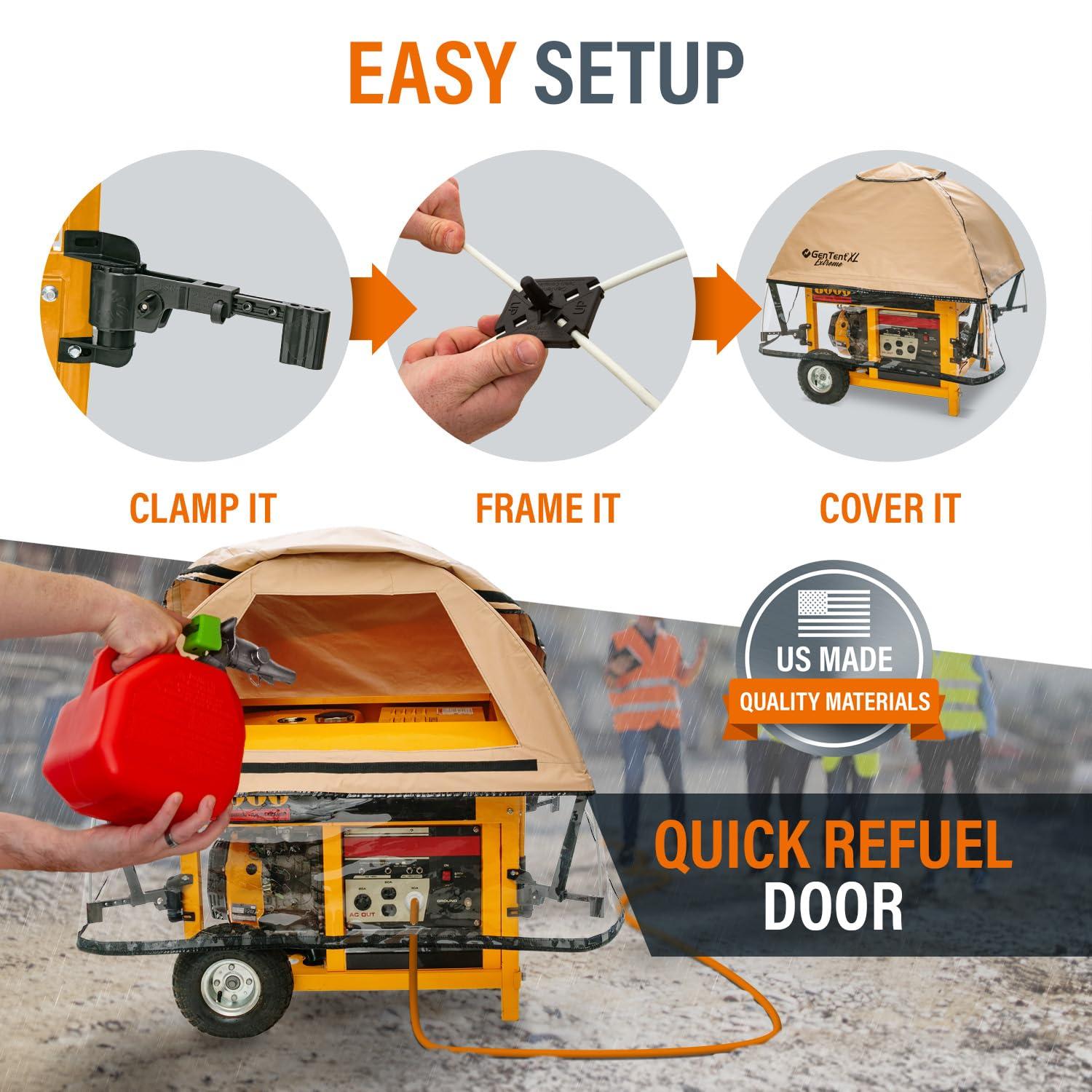 XL Generator Running Cover - Universal Kit (Extreme, Tan) - for Larger Open Frame Portable Generators