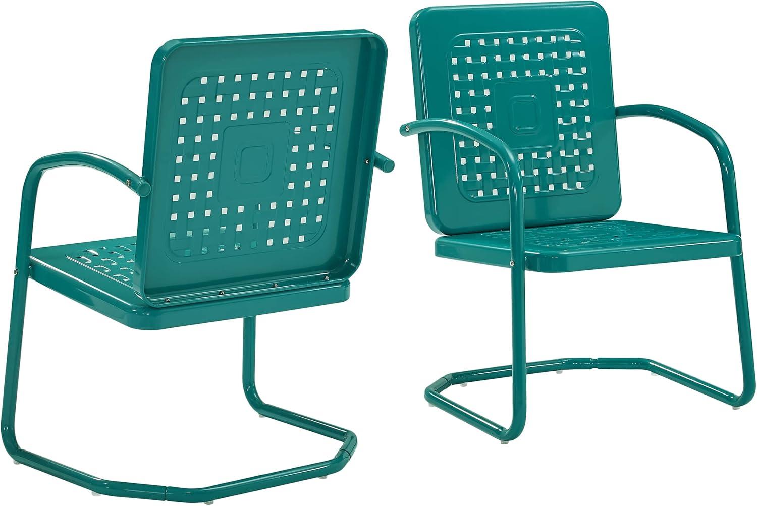 Vintage Turquoise Retro Metal Outdoor Armchair Set