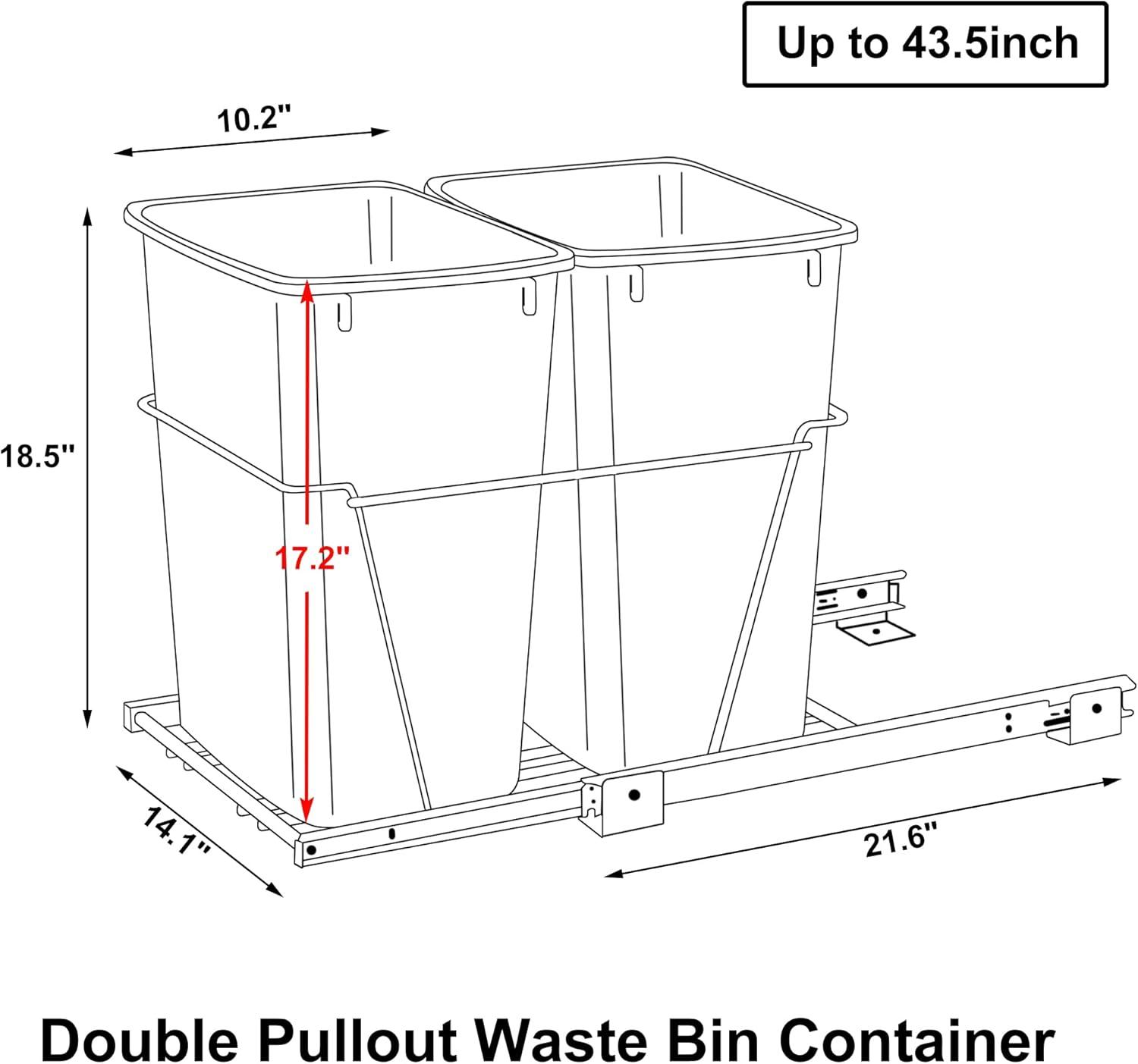 Black Double Pull-Out Trash Can with Steel Frame