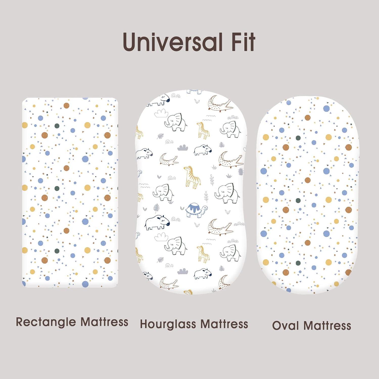 Ely's & Co. Baby Fitted Bassinet Sheet 100% Combed Jersey Cotton for Baby Boy 2 Pack