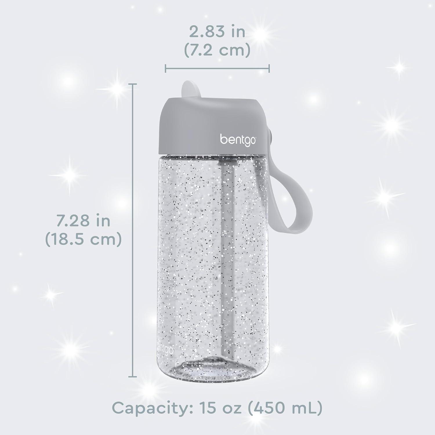 Bentgo Kids Silver Glitter Leak-Proof Plastic Water Bottle