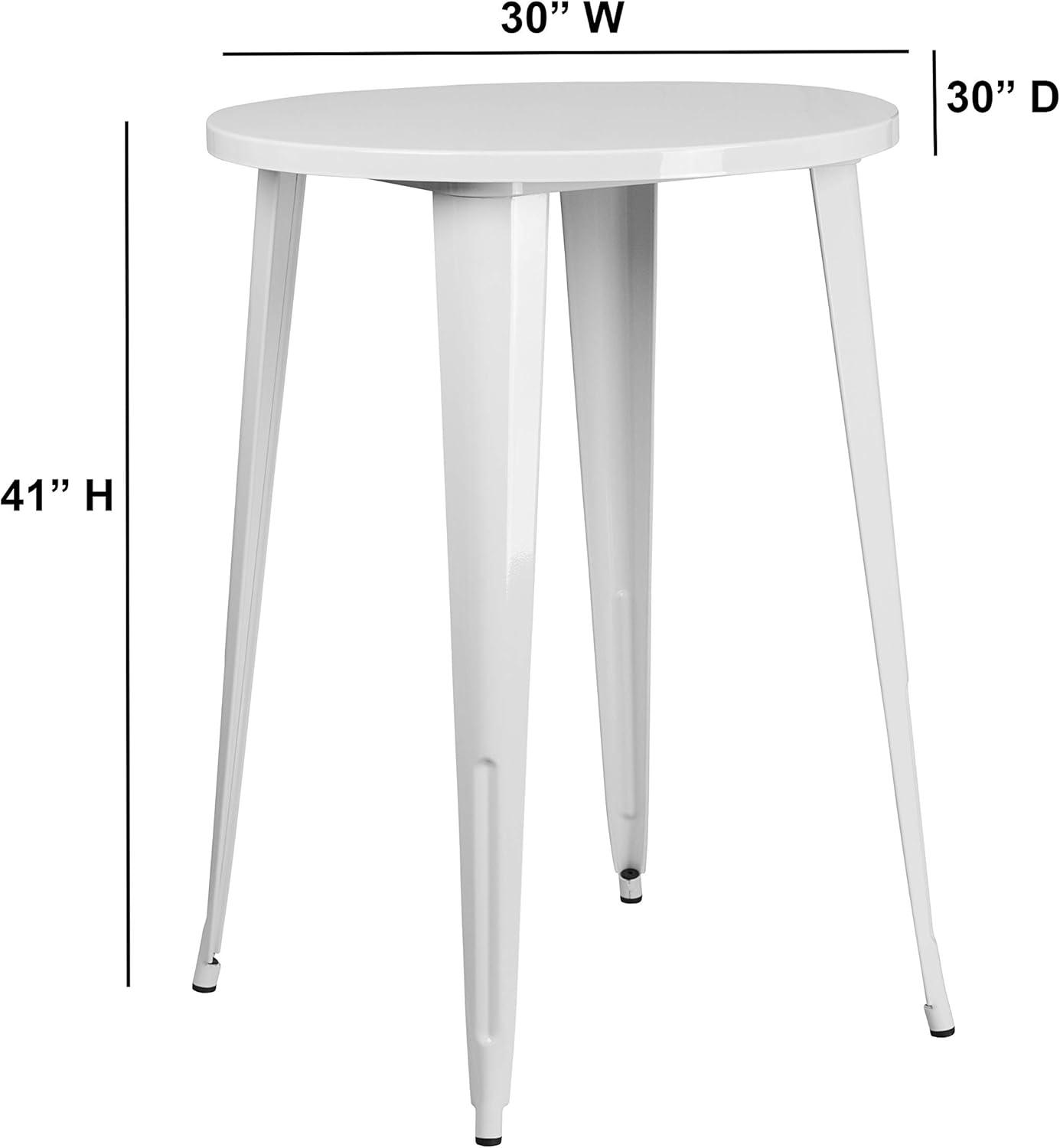 Flash Furniture Commercial Grade 30" Round White Metal Indoor-Outdoor Bar Height Table