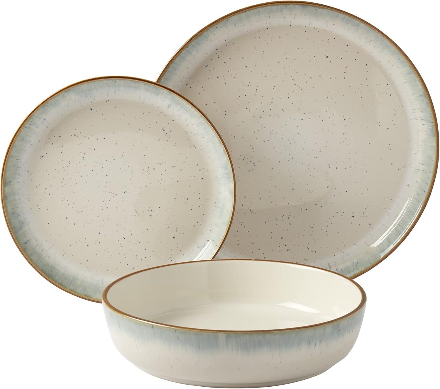 12pc Stoneware Hanover Sea Dinnerware Set Green - Tabletops Gallery