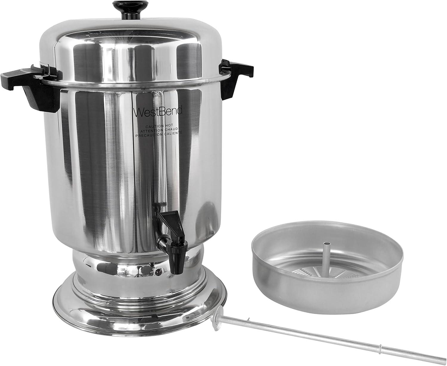 Polished Stainless Steel 55-Cup Commercial Coffee Percolator