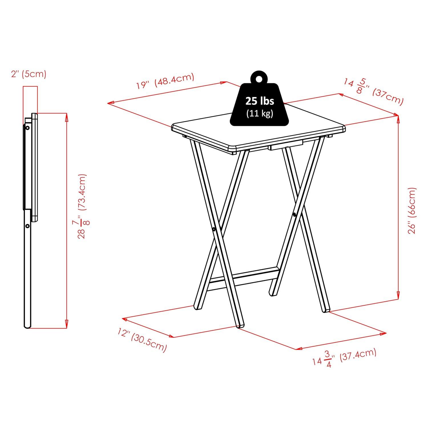 2pc Alex Snack Table Set Natural - Winsome: Solid Wood, Foldable, No Assembly Required