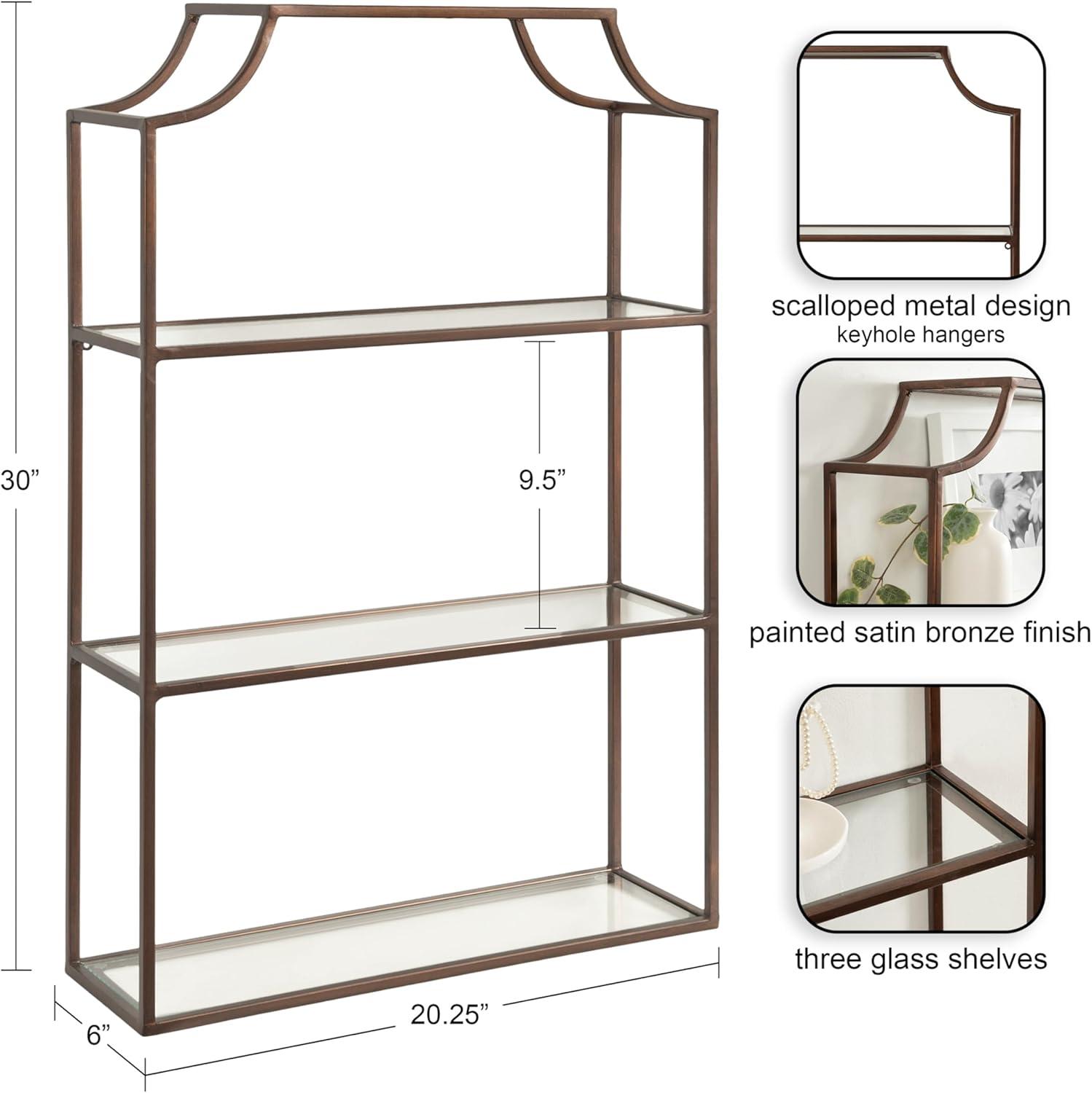 Kate & Laurel All Things Decor 21"x30" 3-Tier Ciel Wall Decorative Floating Shelves Bronze