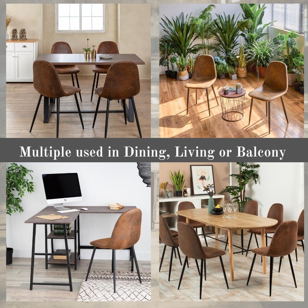 HouseInBox Upholstery Dining Chairs Set of 4 - Modern Ergonomic Side Chairs fit for Kitchen Dining Room Bistro with Backrest, Metal Legs, Non-Slip Feet, No Arm Design, Beige Fabric