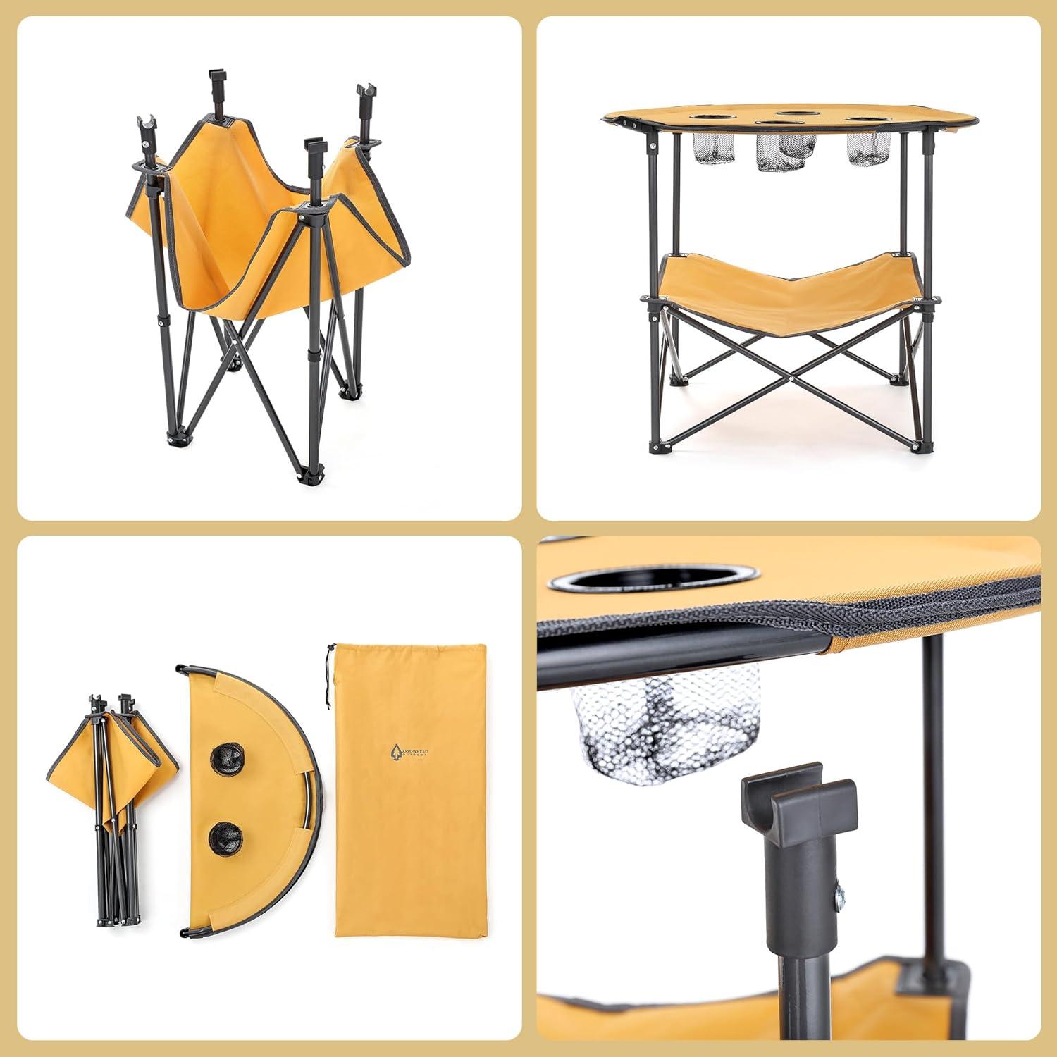 ARROWHEAD Outdoor Round Fabric Outdoor Folding Camping Table
