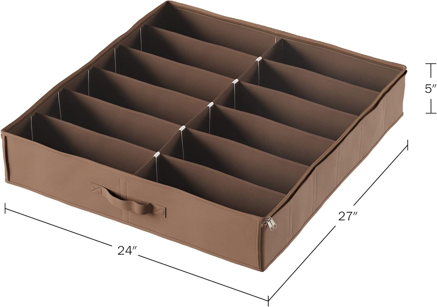 Everyday Home Under-Bed Plastic-Covered 12-Pair Shoe Organizer (Brown)