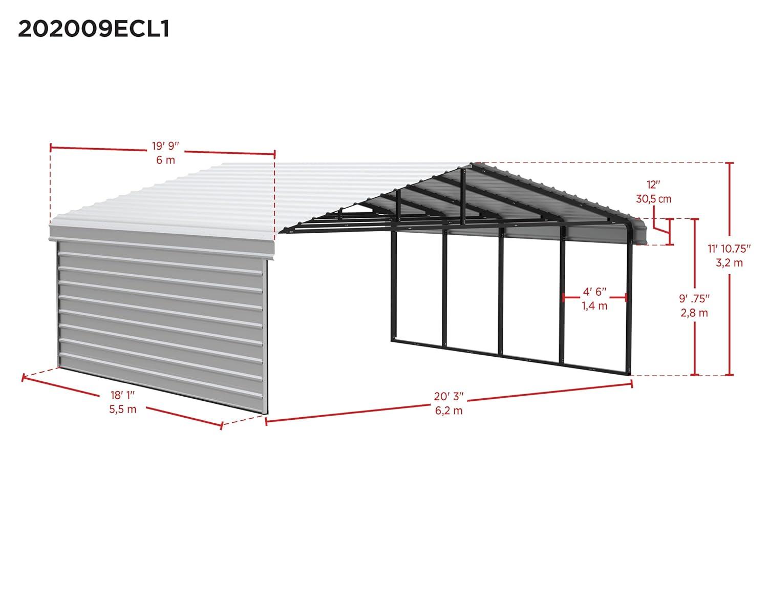 Arrow Eggshell Carport with 1-sided Enclosure
