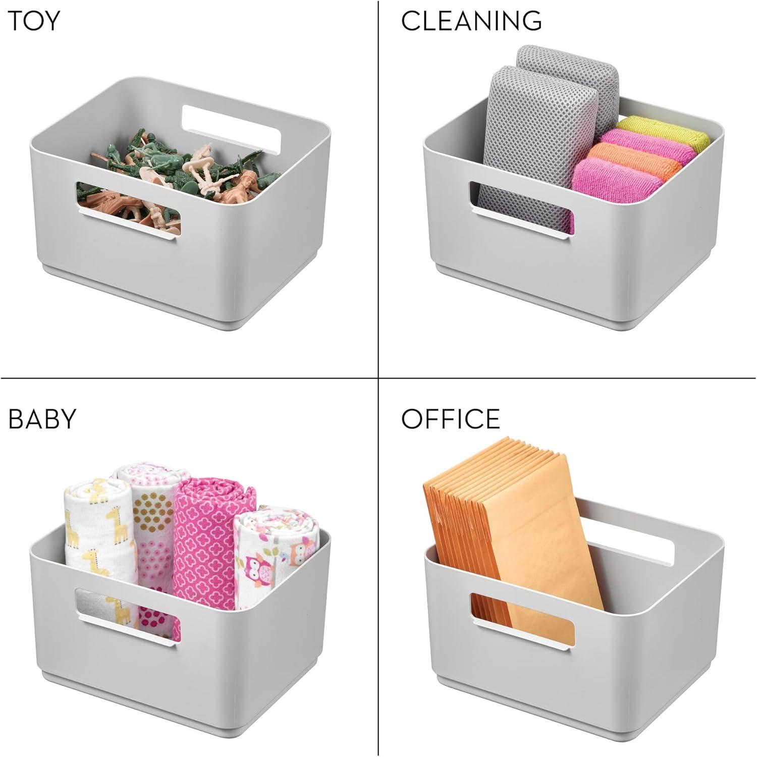 iDesign iDesign Plastic Pantry Storage Bin with Handles for Kitchen Organization - Set of 2 - Gray