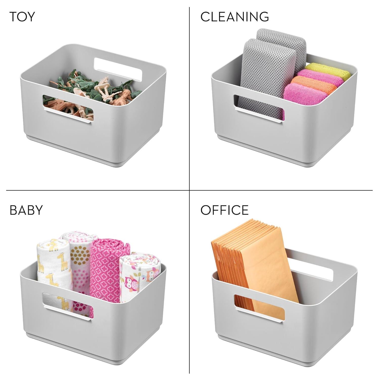 iDesign iDesign Plastic Pantry Storage Bin with Handles for Kitchen Organization - Set of 2 - Gray