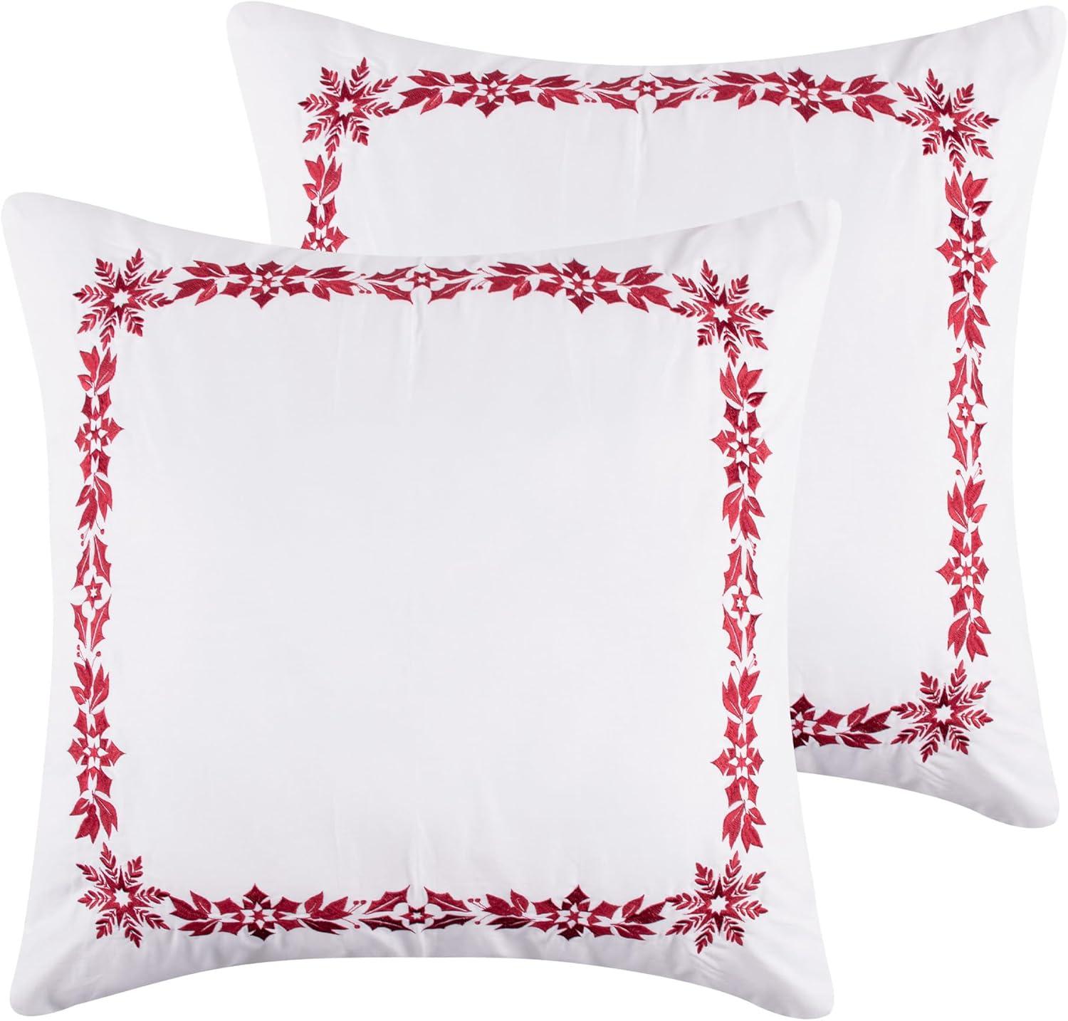 Holly & Thistle Embroidered Cotton Euro Shams Set of 2