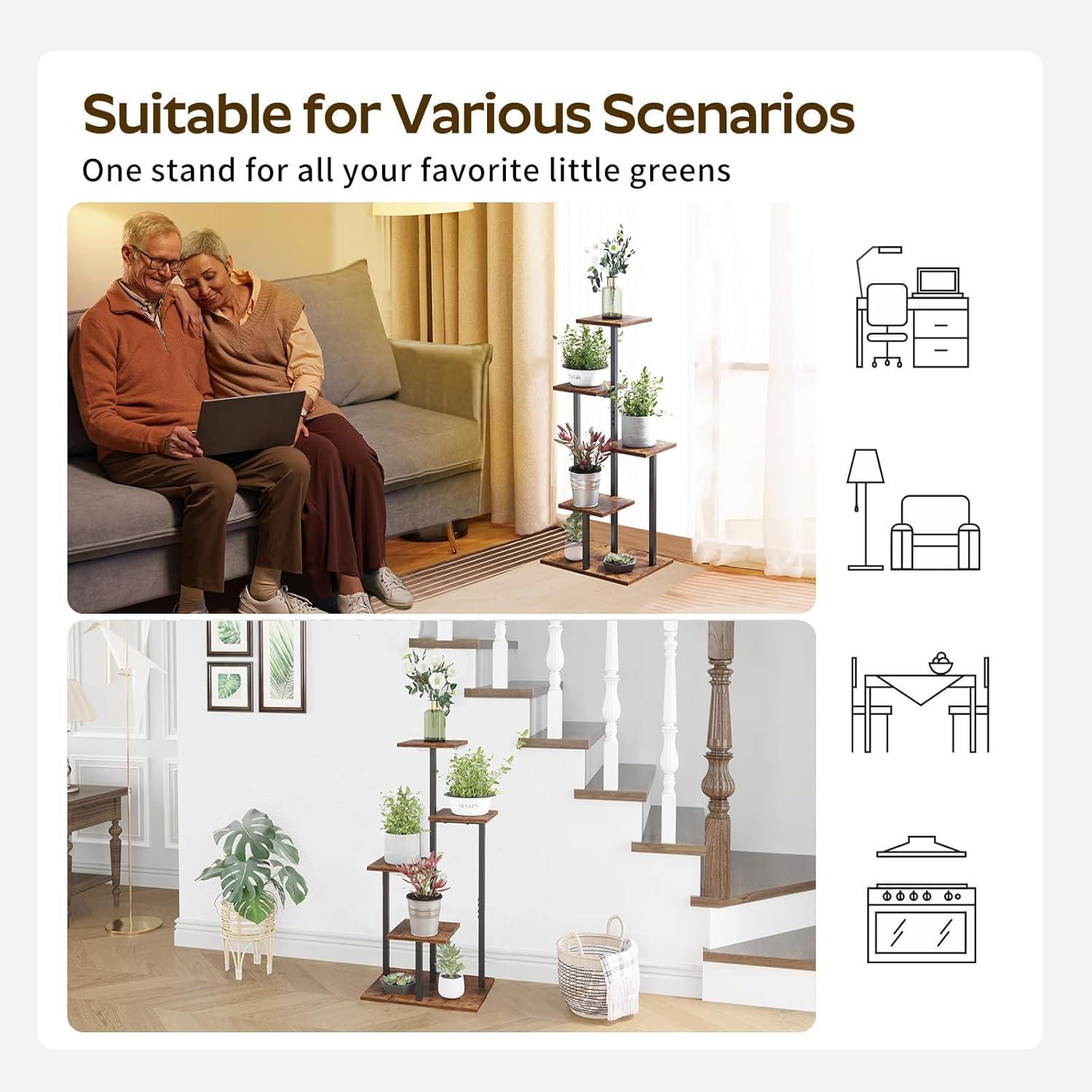 4 Tier Plant Stand Indoor, Tiered Plant Stands for Indoor Plants Multiple, Corner Flower Stand for Living Room, Multi-Layer Vintage Design Plant Shelf