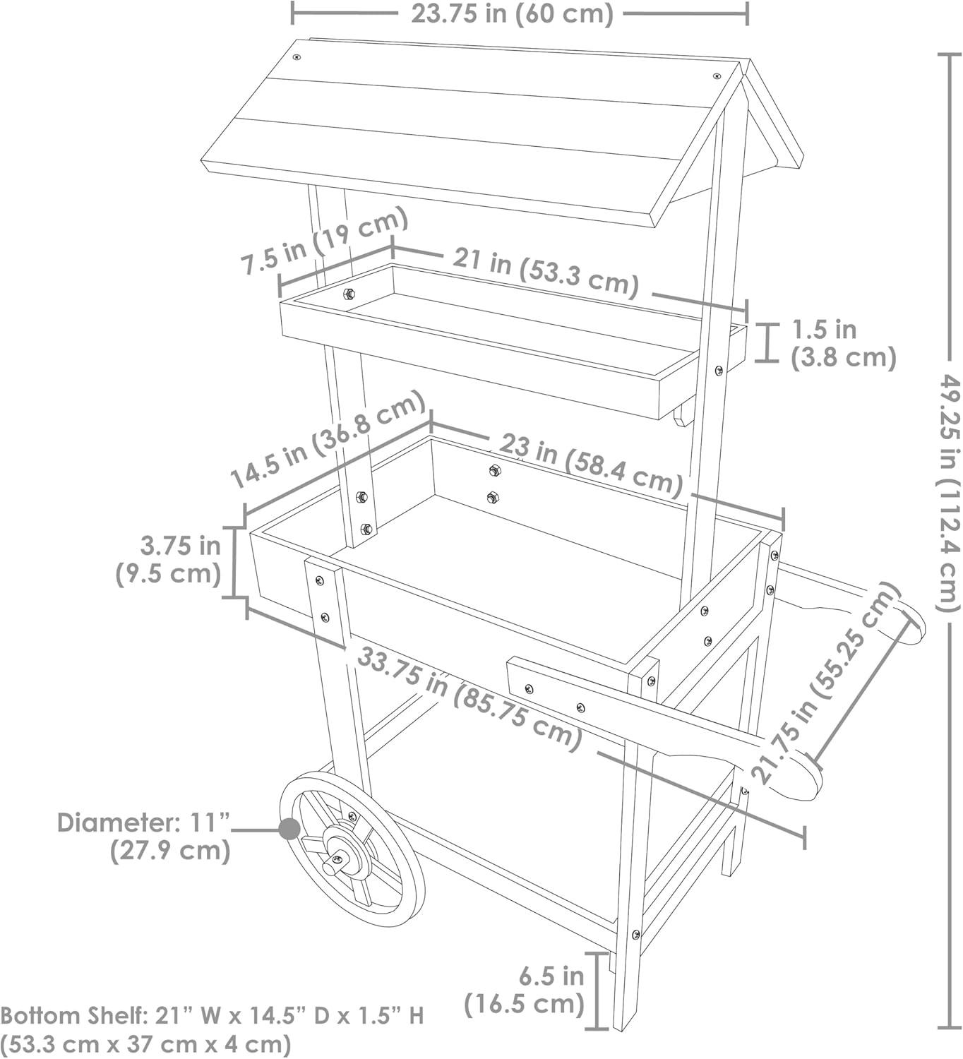 Sunnydaze Country Market Flower Cart Display Stand - 49.25” H - Charred Fir