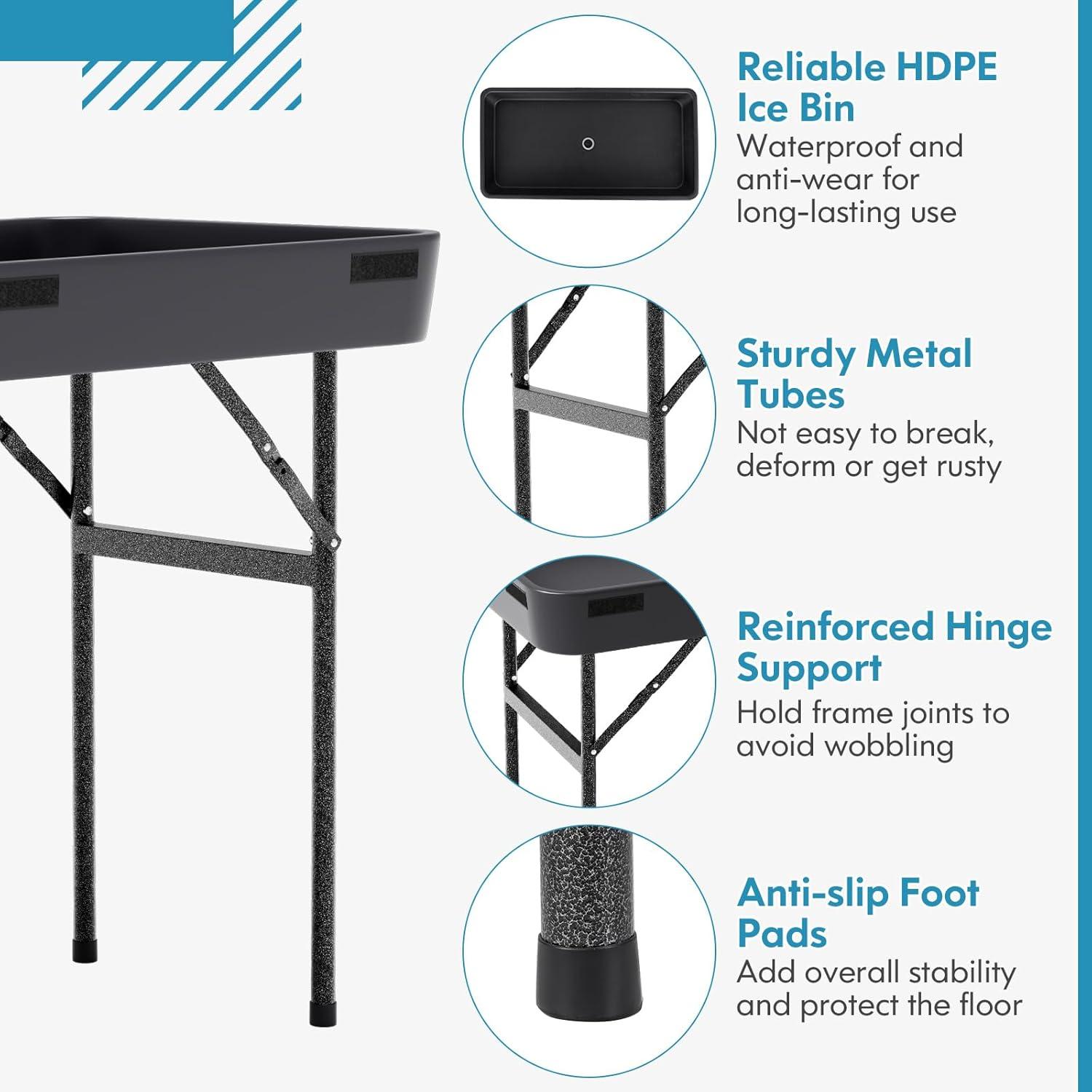 48 in. Black Folding Ice Picnic Table with Removable Matching Skirt